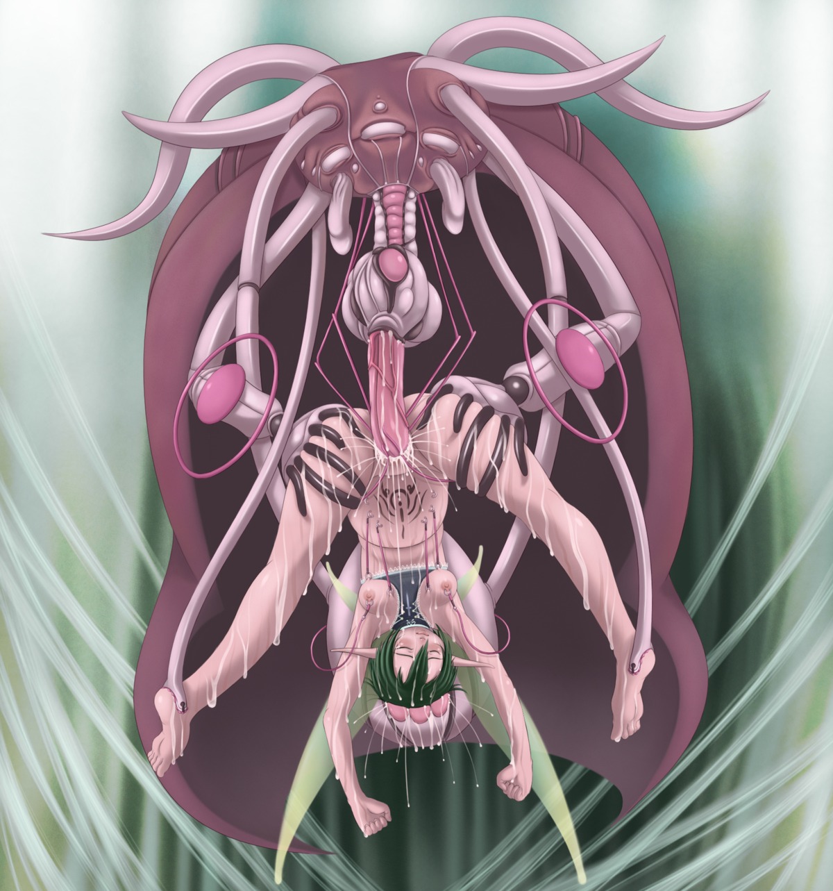 1girls ass belly breasts closed_eyes cum cum_in_pussy cum_inside female inflation insect interspecies labia monster navel oppai penetration pettanko pussy pussy_juice rape restrained rule34 sex short_hair size_difference spread_legs tattoo tentacle upside-down vaginal_penetration