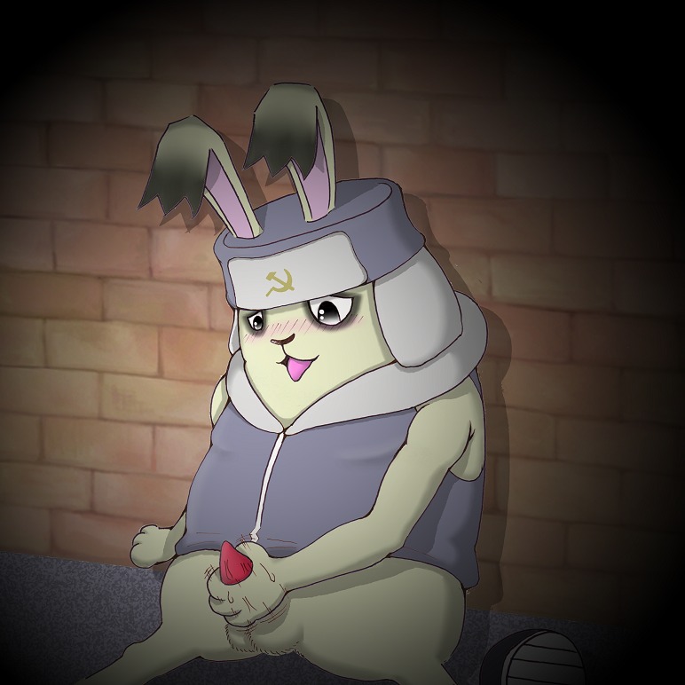 against_wall blushing boris_(usavich) darkness jerkingoff male male_only rabbit rabbit_ears rule34 solo tagme usavich