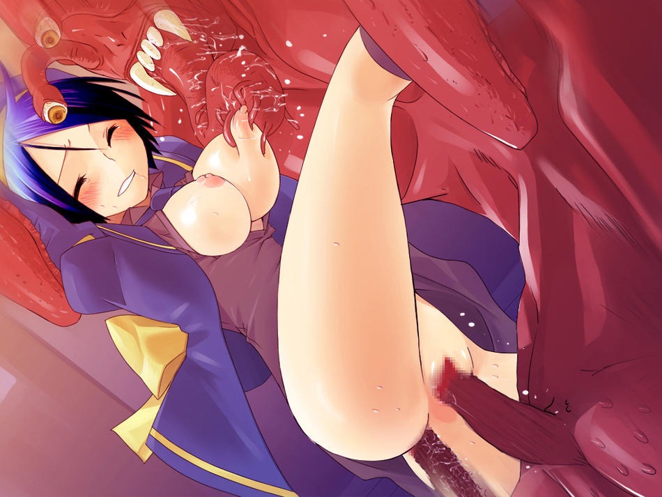 blue_hair blush breasts censored closed_eyes double_penetration female monster rape rule34 short_hair tentacle