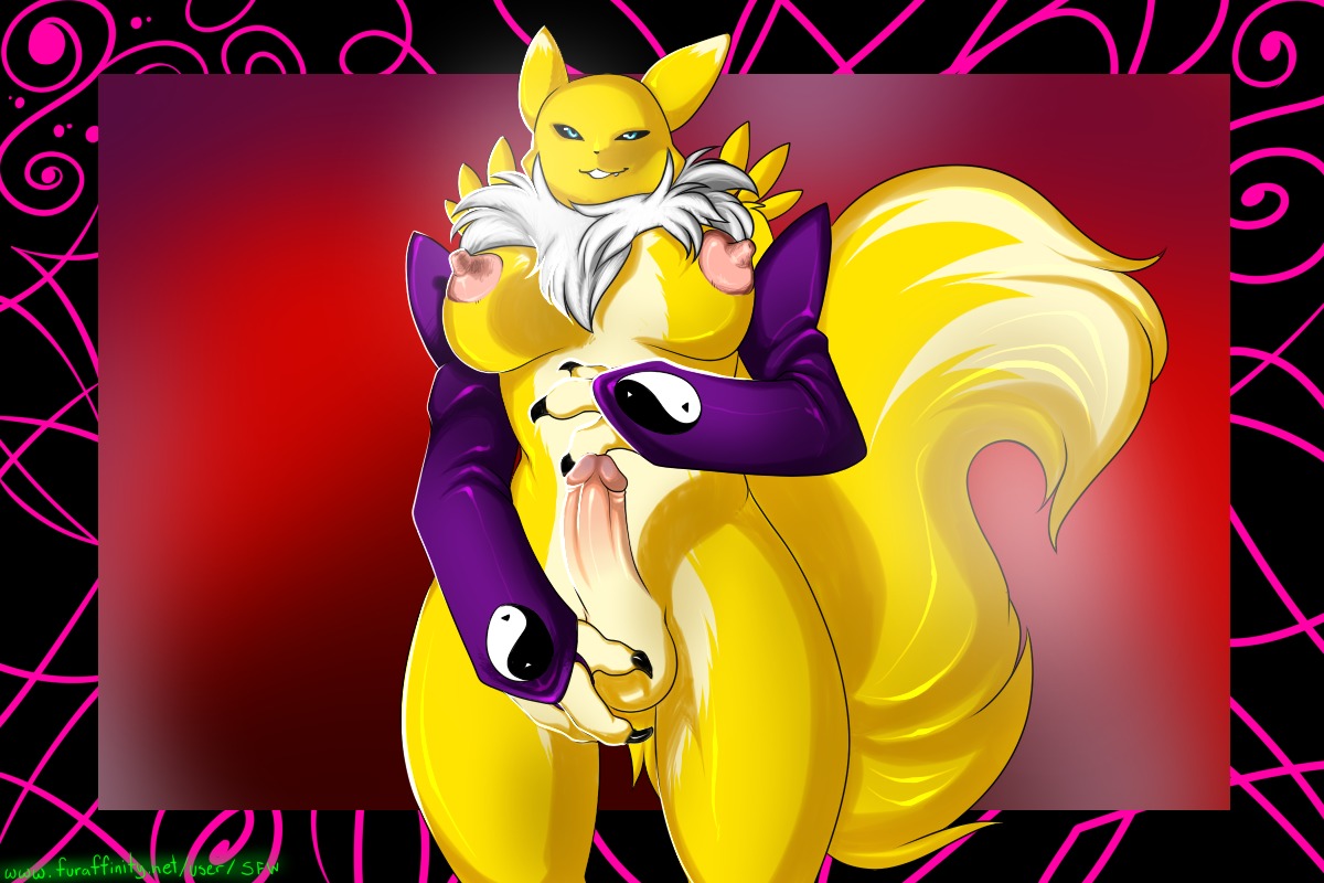 1futa anthro breasts canine color digimon digimon_(species) fox front_view fur furry futanari intersex intersex_only nude penis renamon rule34 solo solo_futa standing tagme tail