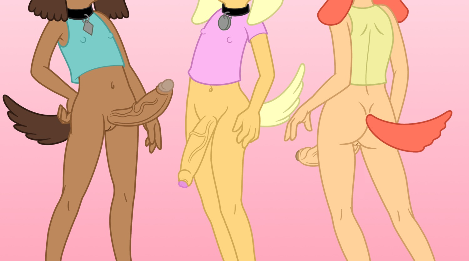 anthro bottomless brandy_and_mr._whiskers brandy_harrington butt canid canine canis clothed clothing collar collar_tag crossgender disney domestic_dog e621 erection genitals group gynomorph herm hi_res intersex jk mammal penis sackless sandy_carrington simple_background tail tattoo texas thin_calves thin_legs thin_thighs third-party_edit tiffany_turlington vein vulva