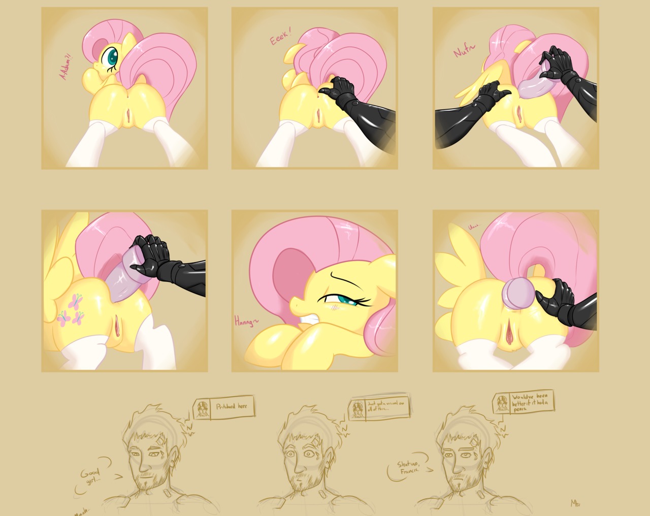 2012 adam_jensen anal anal_penetration anus bestiality blue_eyes blush butt buttplug comic cutie_mark cybernetics cyborg deus_ex dildo duo e621 english_text equid equine feathered_wings feathers female female_on_human feral fluttershy_(mlp) friendship_is_magic fur genitals green_eyes hair hasbro human human_on_feral interspecies long_hair machine male male/female male_on_feral mammal miketheuser my_little_pony mythological_creature mythological_equine mythology nude pegasus penetration pink_hair plug_(sex_toy) sex sex_toy simple_background tail text toying_partner vulva wings yellow_body yellow_feathers yellow_fur