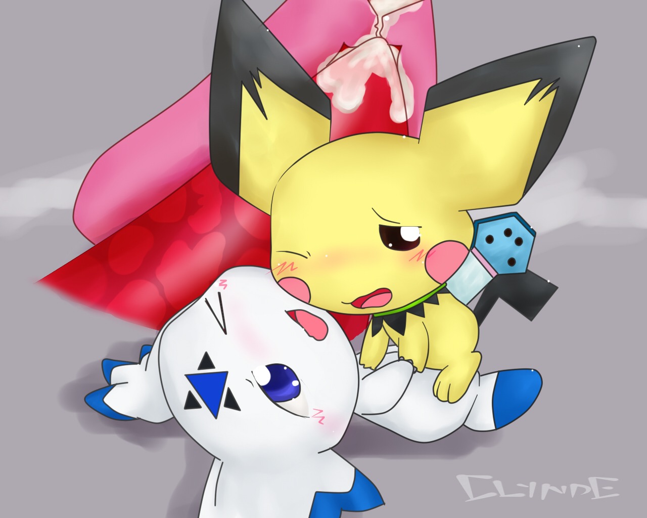 1animal clyndemoon crossover culumon cum digimon digimon_(species) digimon_tamers female pichu pok&eacute;mon_(species) pokemon pokemon_(species) rule34