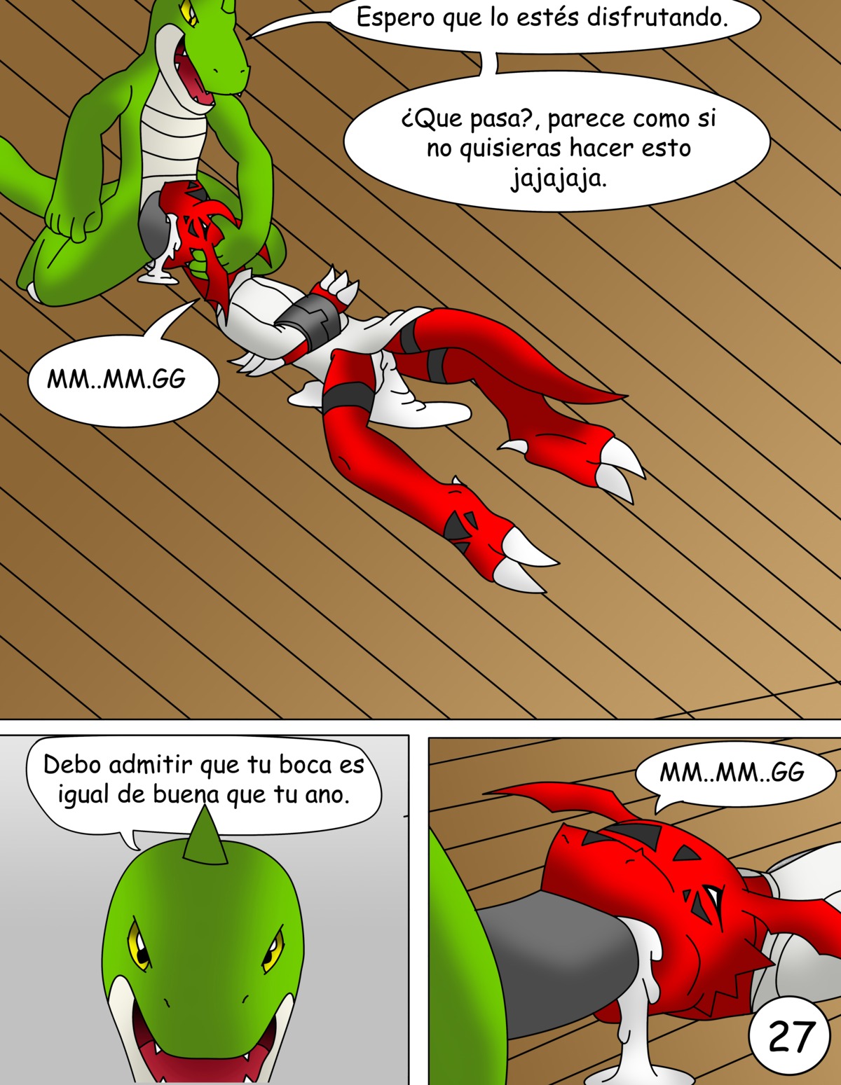 absurd_res adolescent age_difference anthro bandai_namco black_penis bodily_fluids claws comic crocodile crocodilian crying cum cum_in_ass cum_in_mouth cum_inside dialogue digimon digimon_(species) digital_media_(artwork) dragon duo e621 erection eyes_closed fellatio forced forced_oral genital_fluids genitals guilmon hand_on_head hector21314 hi_res karate male male/male male_penetrated male_penetrating male_penetrating_male multiple_scenes mythological_creature mythological_scalie mythology oral oral_penetration penetration penile penis rape reptile scalie sex spanish_text tail tears text thick_penis toe_claws translated violence young