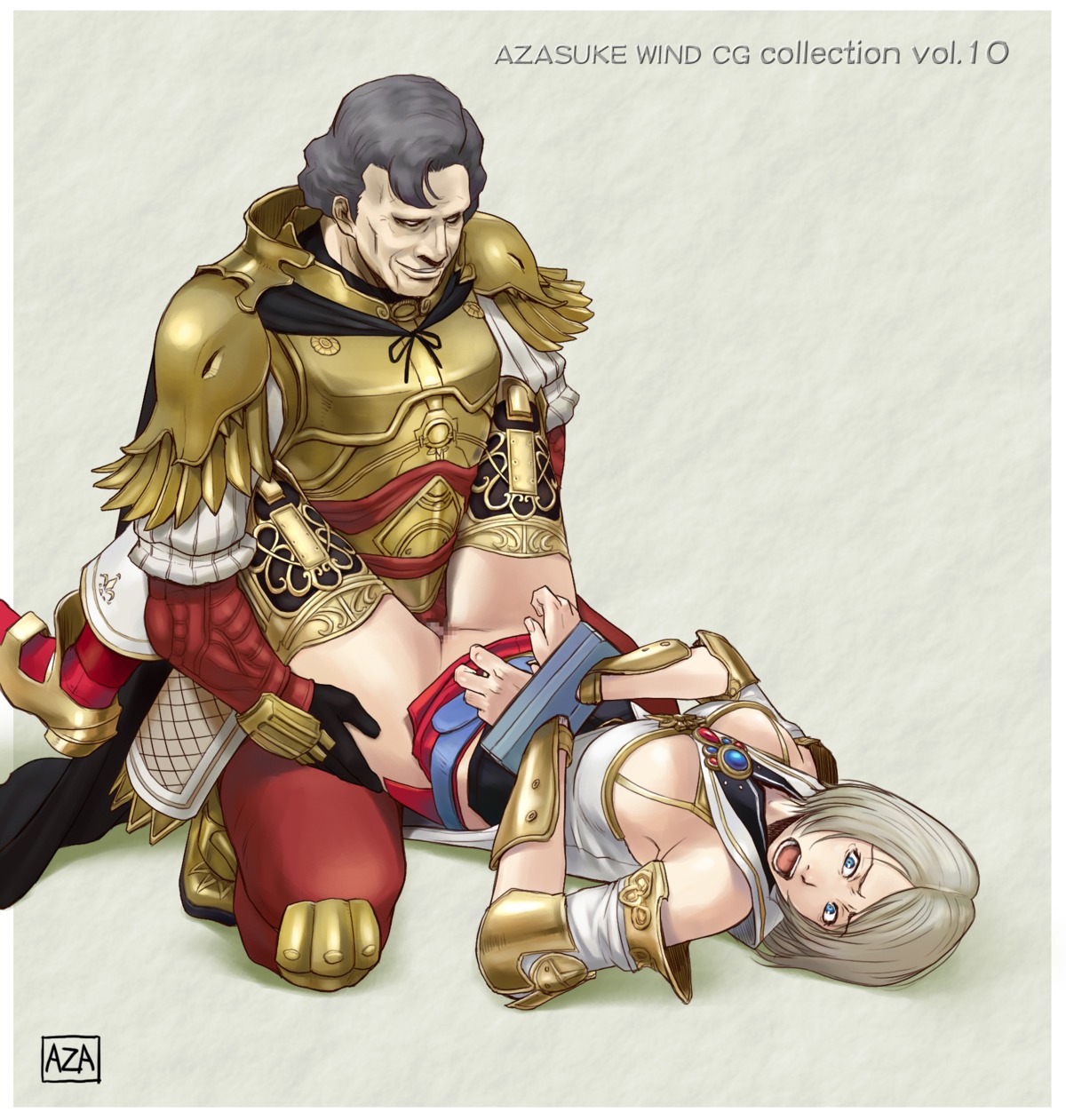 1girls 2d armor ashelia_b'nargin_dalmasca azasuke belt blonde_hair blue_eyes bondage boots bound_wrists bracer bracers cape censored clothed_sex female final_fantasy final_fantasy_xii gloves gold_armor grey_hair high_resolution human human_female judge_ghis lying male miniskirt missionary mosaic_censoring no_panties on_back open_mouth penis pussy rape rule34 scream screaming sex shaved_pussy skirt smile stocks thighhighs vaginal_penetration version_with_pubic_hair_available