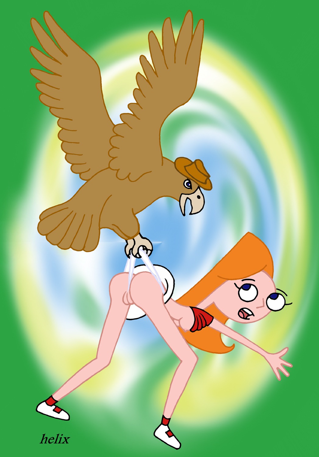 agent_e bad_anatomy candace_flynn disney disney_channel disney_xd eagle female ginger helix human interspecies nipples phineas_and_ferb rule34 tagme wedgie white_female