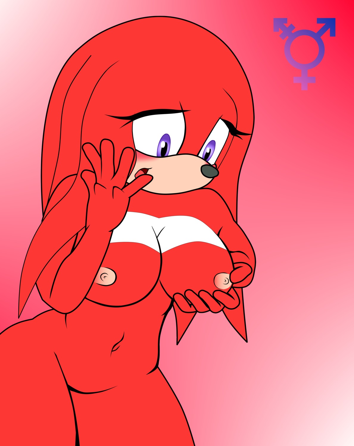 anthro bluespin blush breasts color echidna female female_only fur furry knora_the_echidna knuckles_the_echidna nipples nude red_body red_fur rule34 rule_63 sega solo sonic_(series) sonic_the_hedgehog_(series) tagme