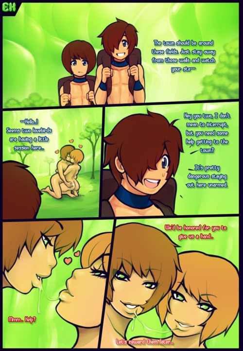 breasts comic digital_media_(artwork) e621 english_text female goo_creature goo_humanoid group human humanoid male mammal modeseven not_furry oral sex text voyeur