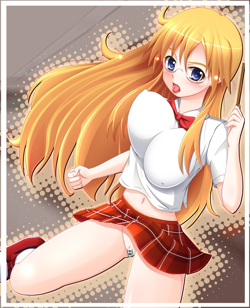 ben-tou blush censored female glasses knee_socks kneehighs kneesocks no_panties rule34 school_uniform shaga_ayame socks white_socks