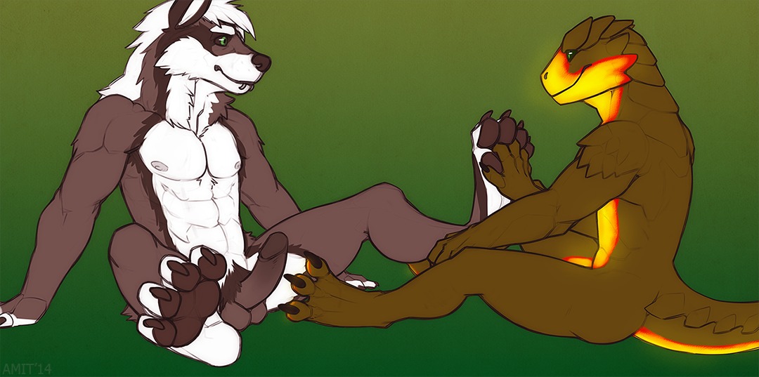 2014 4_toes abs amit animal_genitalia anthro balls barefoot between_toes biceps big_feet big_penis black_nose black_sclera brown_balls brown_penis canid canine canis chest_tuft claws digital_media_(artwork) digitigrade duo e621 erection everquest eye_contact facial_piercing feet foot_fetish foot_focus foreskin fur genitals glans gradient_background green_body green_eyes green_skin hair hand_holding hindpaw humanoid_genitalia humanoid_penis iksar interspecies jathiros looking_at_another male male/male mammal multicolored_body multicolored_fur multicolored_hair multicolored_skin muscular nipples nude pawpads paws pecs penis piercing playful reptile retracted_foreskin ridges romantic romantic_couple scales scalie sheath signature simple_background sitting smile soles spread_legs spreading tharis toe_claws toes tuft two_tone_body two_tone_hair two_tone_skin white_hair wolf