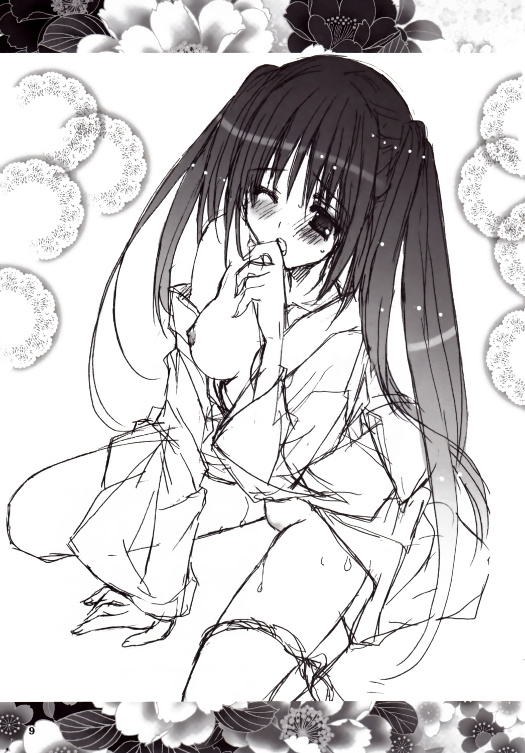 female monochrome nanase_aoi open_clothes open_shirt panty_pull rule34 seventh_heaven shirt sketch