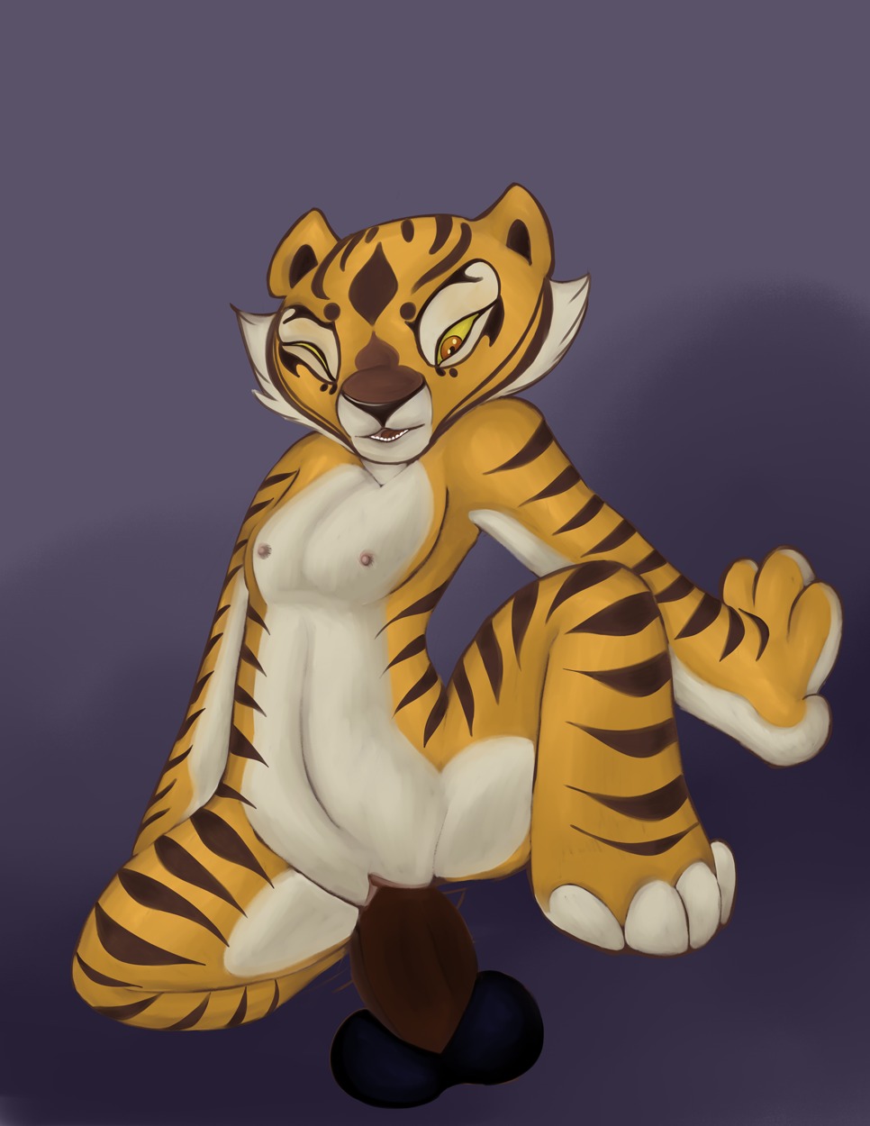 anthro breasts disembodied_penis dreamworks duo e621 erection felid female female_focus genitals hi_res kung_fu_panda male male/female mammal master_tigress nipples nude one_eye_closed pantherine penis pmoss sex small_breasts solo_focus tiger vulva