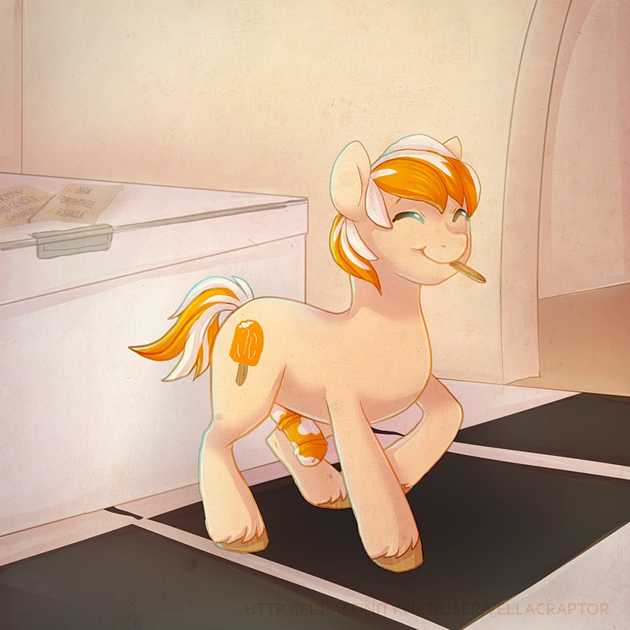 1:1 animal_genitalia animal_penis creamsicle cutie_mark dreamsicle_swirl e621 equid equine equine_genitalia equine_penis erection eyes_closed feral freezer fur genitals hair happy hasbro horse kitchen male mammal multicolored_hair my_little_pony orange_body orange_fur orange_hair penis pony signature solo tail two_tone_hair vellacraptor white_hair