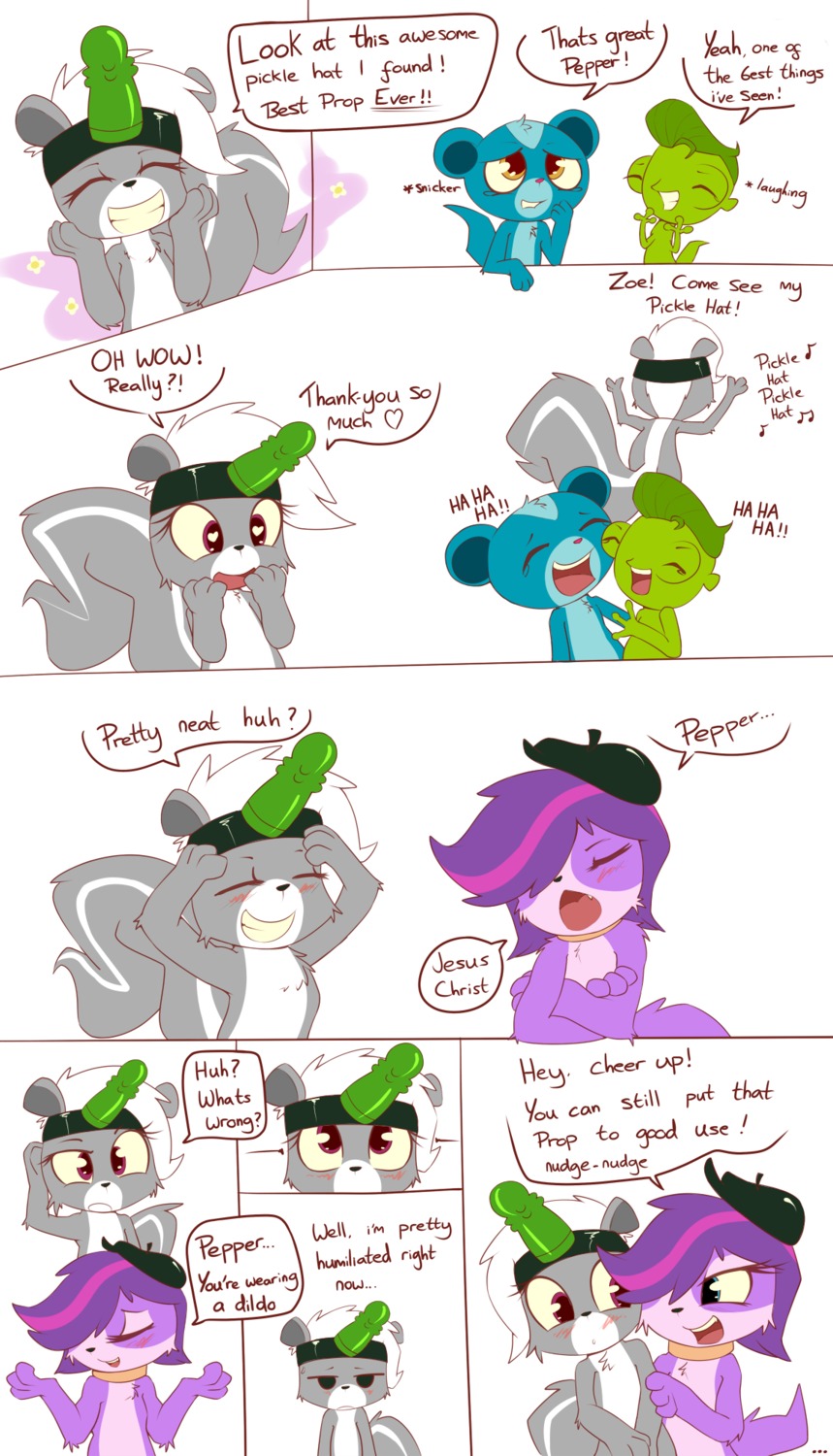 anthro banded_mongoose bedroom_eyes bird_dog blush canid canine canis cavalier_king_charles_spaniel collar comic dialogue digital_media_(artwork) dildo domestic_dog e621 embarrassed english_text eye_contact eyes_closed female gecko green_gecko grin group half-closed_eyes hasbro heart_eyes heart_symbol herpestid hi_res humor hunting_dog littlest_pet_shop littlest_pet_shop_(2012) lizard looking_at_another male mammal mephitid mongoose narrowed_eyes northland_green_gecko pepper_clark reptile scalie seductive sex_toy skunk smile smitty_g spaniel strapon striped_skunk sunil_nevla tail text toy_dog vinnie_terrio zoe_trent