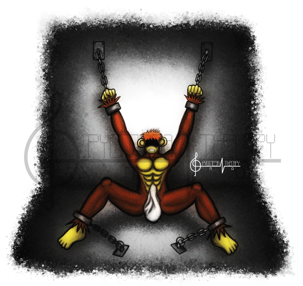 bandana chains erection gorilla haplorhine male monkey muscles penis primate rule34 taz young