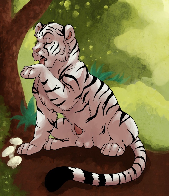 animal_genitalia animal_penis balls digital_media_(artwork) e621 erection eyes_closed felid feline_genitalia feline_penis feral fur genitals jailbird leucistic licking male mammal markings nude pantherine penis shaded solo stripes tail tiger tongue tongue_out