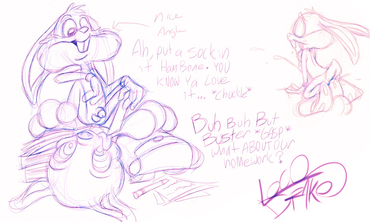 5:3 anal anthro anus balls bodily_fluids buster_bunny butt clothing cum cum_in_ass cum_inside dialogue duo e621 english_text erection flaccid foreskin genital_fluids genitals gloves handwear human human_on_anthro humanoid_genitalia humanoid_penis interspecies lagomorph leporid male male/male male_penetrated male_penetrating male_penetrating_male mammal penetration penis rabbit retracted_foreskin sex sketch small_balls small_penis text tiny_toon_adventures unknown_artist warner_brothers what