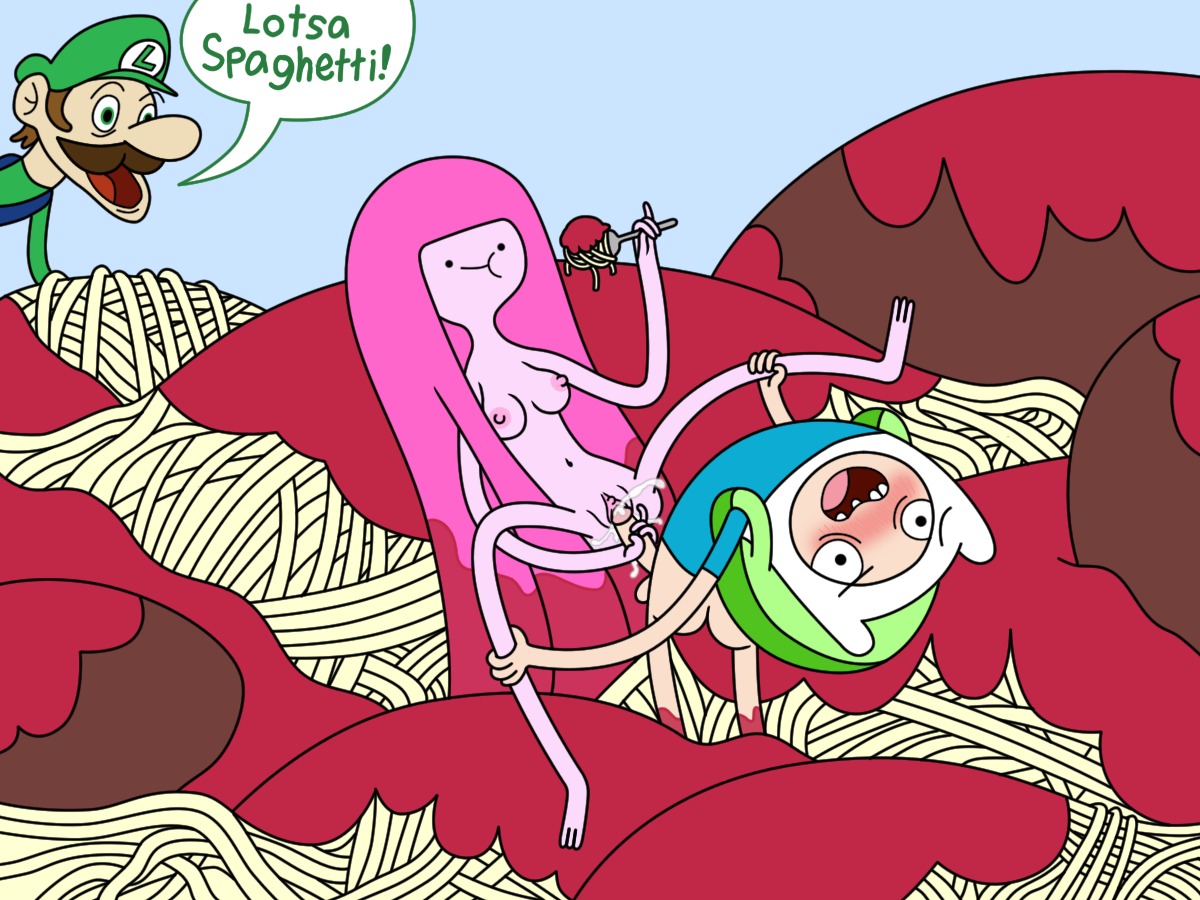 adventure_time backpack bag blonde_hair blush breasts brown_hair cartoon_network cd-i cdi color crossover cum eastern_and_western_character eating facial_hair female finn_the_human full_circle hotel_mario human long_hair luigi male mario_(series) meme moustache multiple_males nintendo nipples nude pale_skin penis pink_hair princess_bubblegum pussy rule34 sex spaghetti straight vaginal what