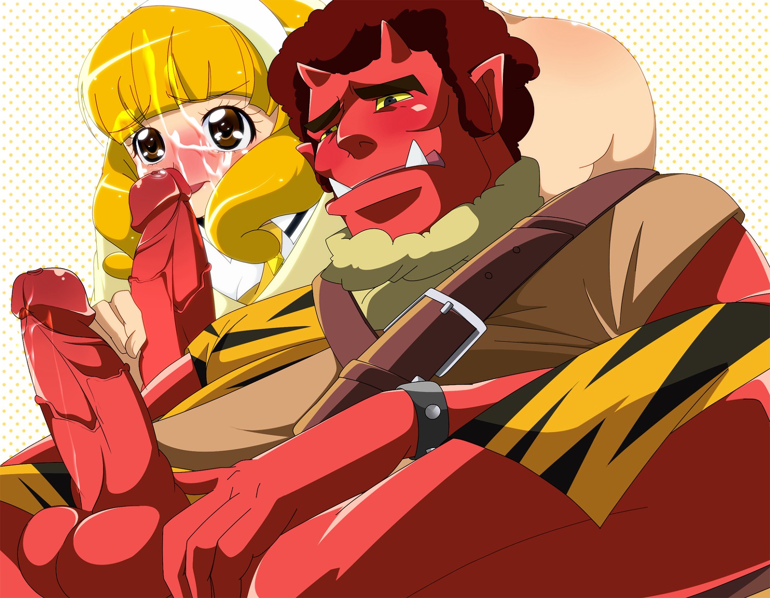akaoni balls blush clothing cum cumming daydream demon facial female huge_cock human interspecies male male_focus masturbation oni oral orgasm pants_boxer penis precure pretty_cure red_oni rule34 sex smile_precure straight yayoi_kise