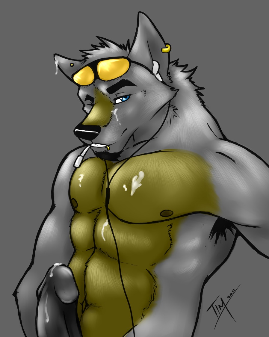 abs after_masturbation anthro armpit_hair balls biceps biped black_penis blue_eyes bodily_fluids body_hair canid canine canis chewing cum cum_on_belly cum_on_body cum_on_chest cum_on_ear cum_on_face cum_on_own_face cum_on_penis cum_on_self cum_string cumshot e621 ear_piercing earbuds ejaculation electronics erection eyewear facial_piercing fur genital_fluids genitals glasses grey_background grey_body grey_fur hair headphones humanoid_genitalia humanoid_penis leaking lip_piercing looking_at_viewer male mammal masturbation messy muscular muscular_anthro muscular_male navel nipples nude one_eye_closed orgasm pecs penile penile_masturbation penis piercing pose raised_arm seff_(dissimulated) sharp_teeth simple_background solo standing sunglasses teeth vexedlupine white_background wink wolf yellow_body yellow_fur