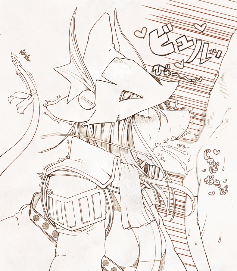 anthro armor balls blush bodily_fluids burmecian clothing cum cum_in_mouth cum_inside duo e621 erection eyes_closed fellatio female female_focus female_penetrated final_fantasy final_fantasy_ix freya_crescent genital_fluids genitals hair hat headgear headwear heart_symbol line_art long_hair male male/female male_penetrating male_penetrating_female mammal monochrome oral oral_penetration penetration penile penis rodent sex sindoll solo_focus square_enix tail