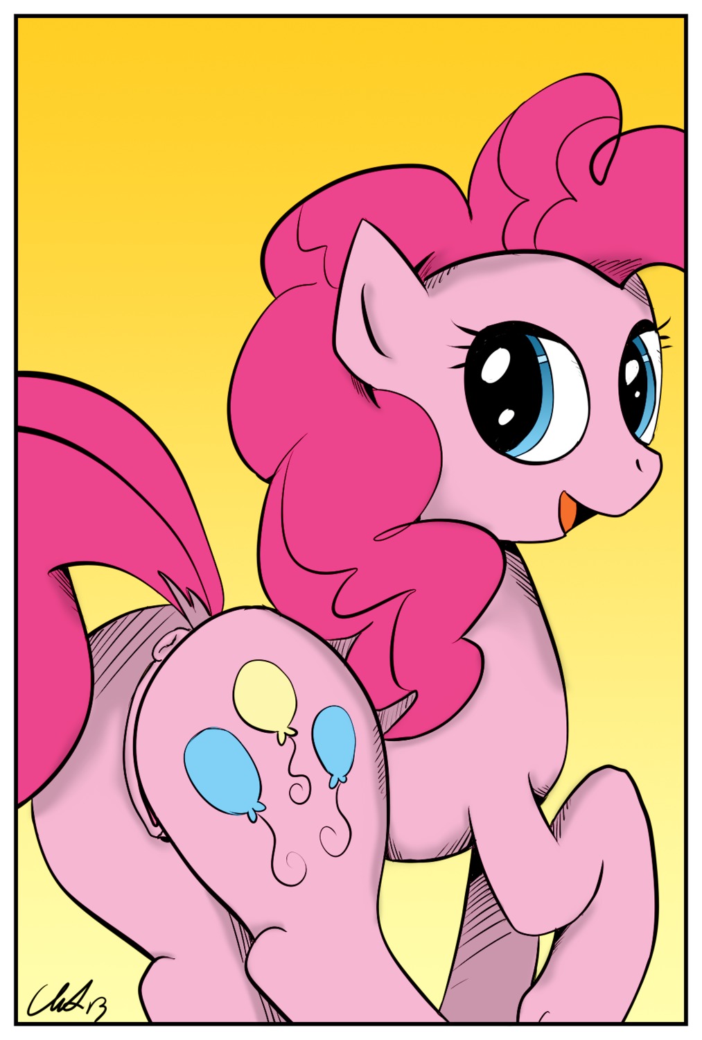 2013 border butt csotws e621 earth_pony equid equine female feral friendship_is_magic genitals hair hasbro hi_res hooves horse inviting looking_at_viewer mammal monochrome my_little_pony pinkie_pie_(mlp) pony presenting presenting_hindquarters presenting_vulva raised_tail solo tail vulva white_border