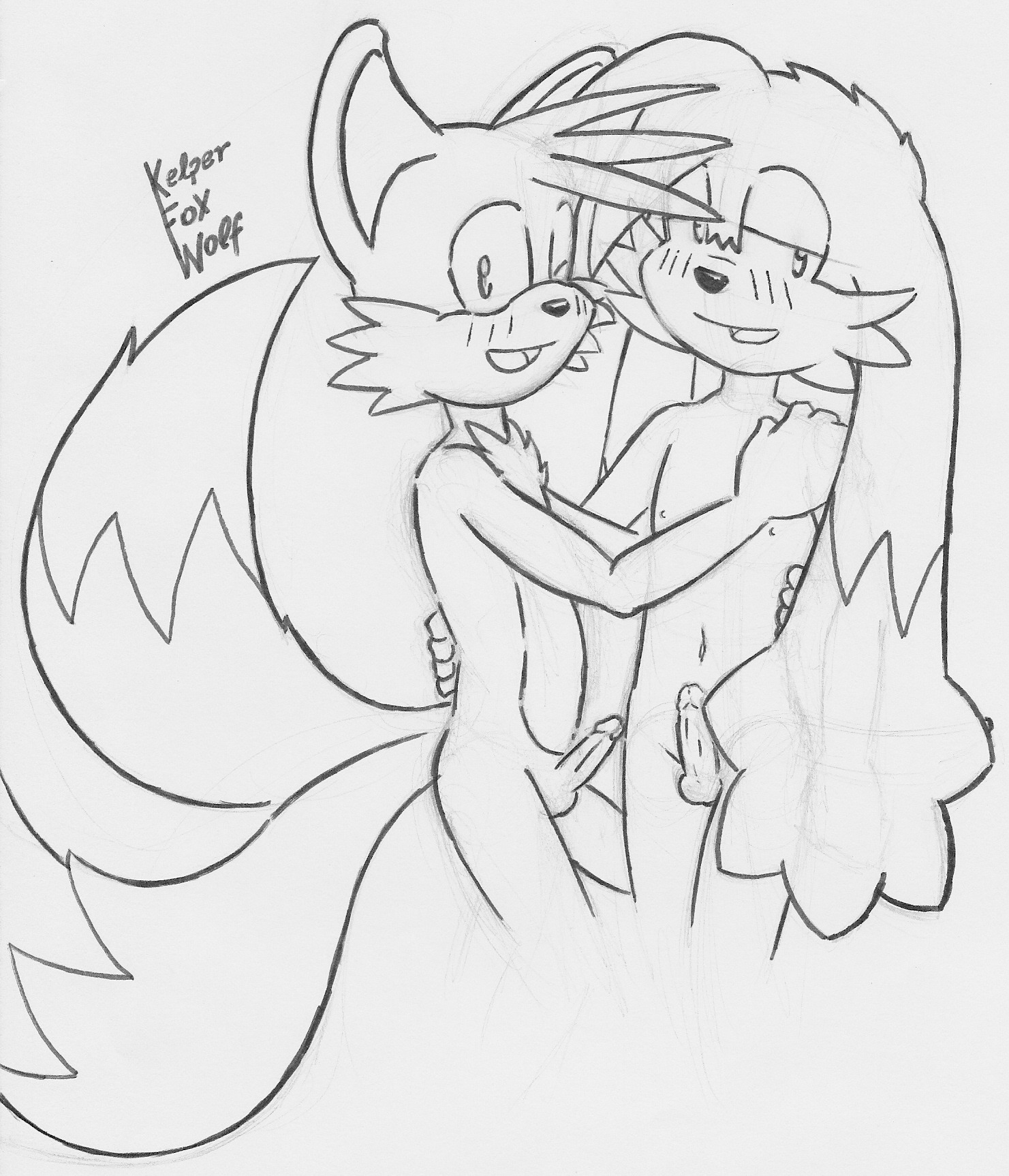 anthro canine crossover fox fur furry_tail kelper_fox_wolf klonoa klonoa_(series) male male_only mammal monochrome multi_tail rule34 sega sonic_(series) sonic_the_hedgehog_(series) tagme tail tails tails_the_fox