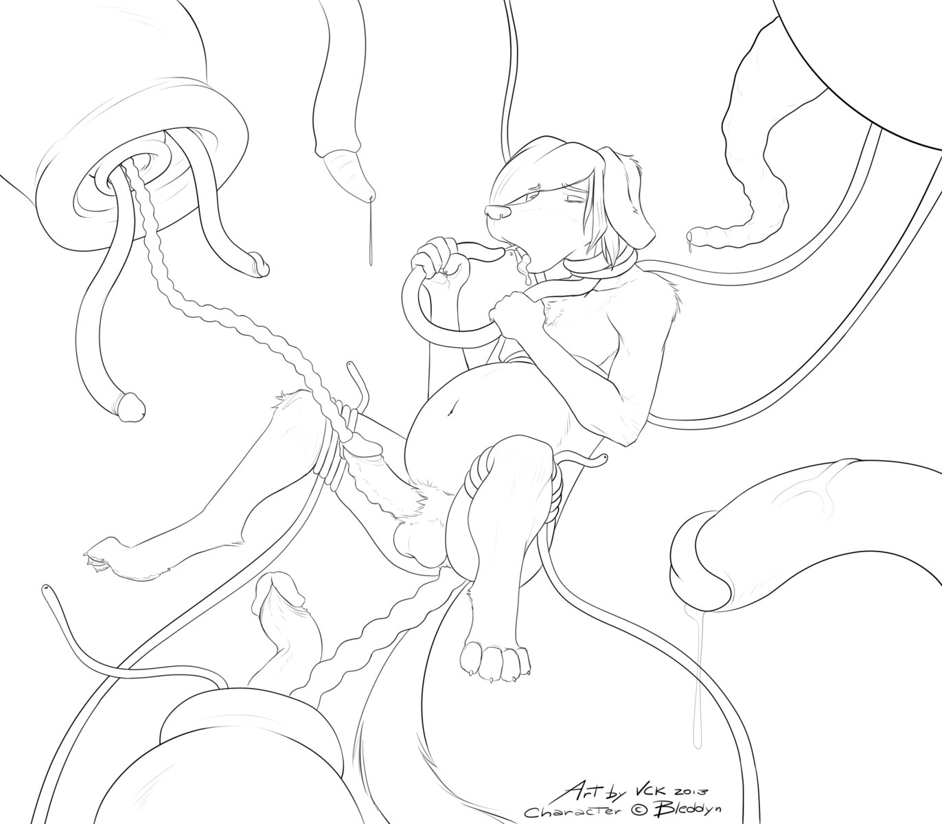 2013 anal anthro balls bodily_fluids bulge canid canine consentacles cum cumshot e621 egg egg_insertion ejaculation erection genital_fluids genitals hi_res line_art male mammal monochrome nude open_mouth orgasm oviposition ovipositor penetration penis precum sex simple_background solo tail tentacle_ovipositor tentacles urethral urethral_penetration vck