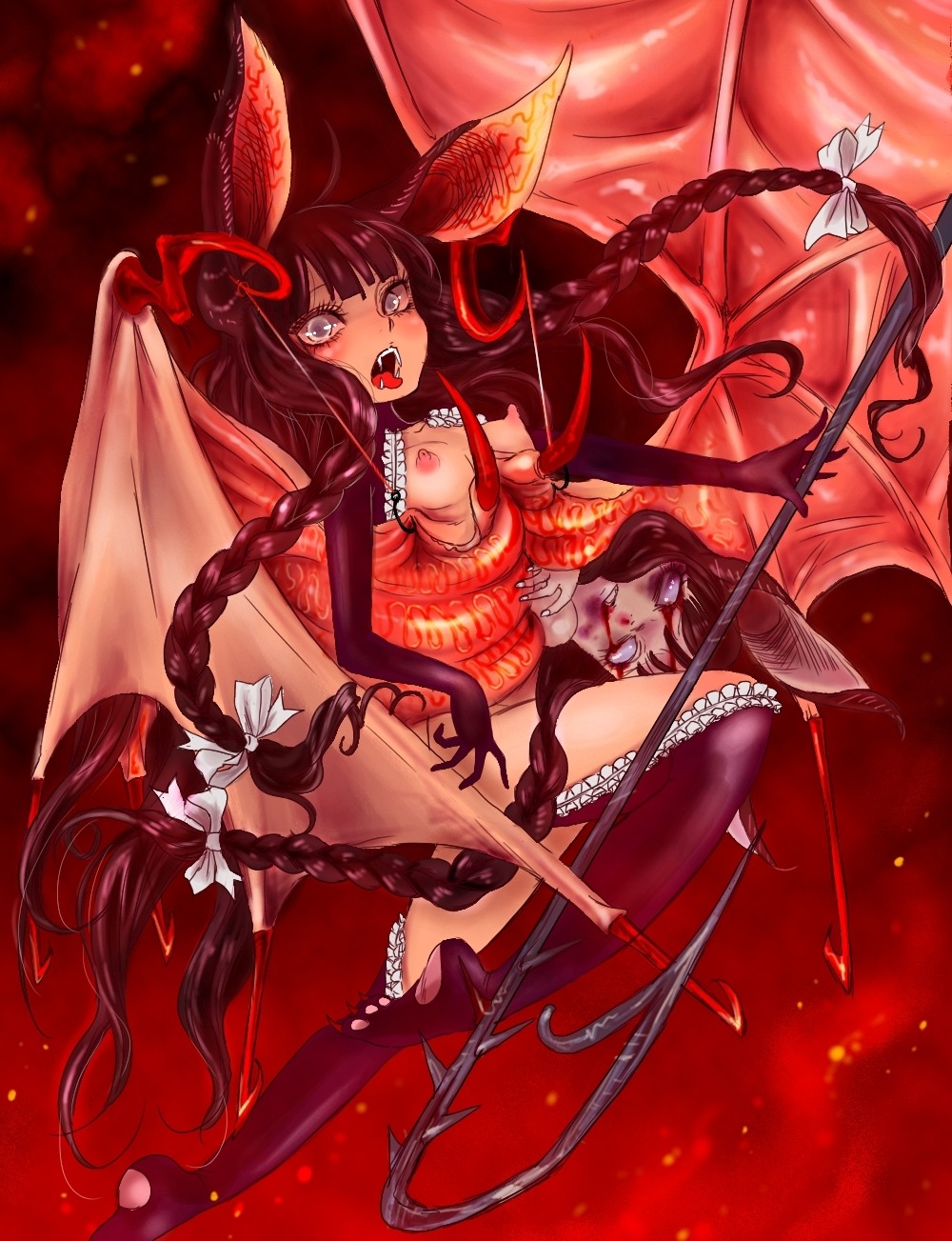 bat bat_wings demon female flying highres monster monster_girl rule34 succubus vore what wings