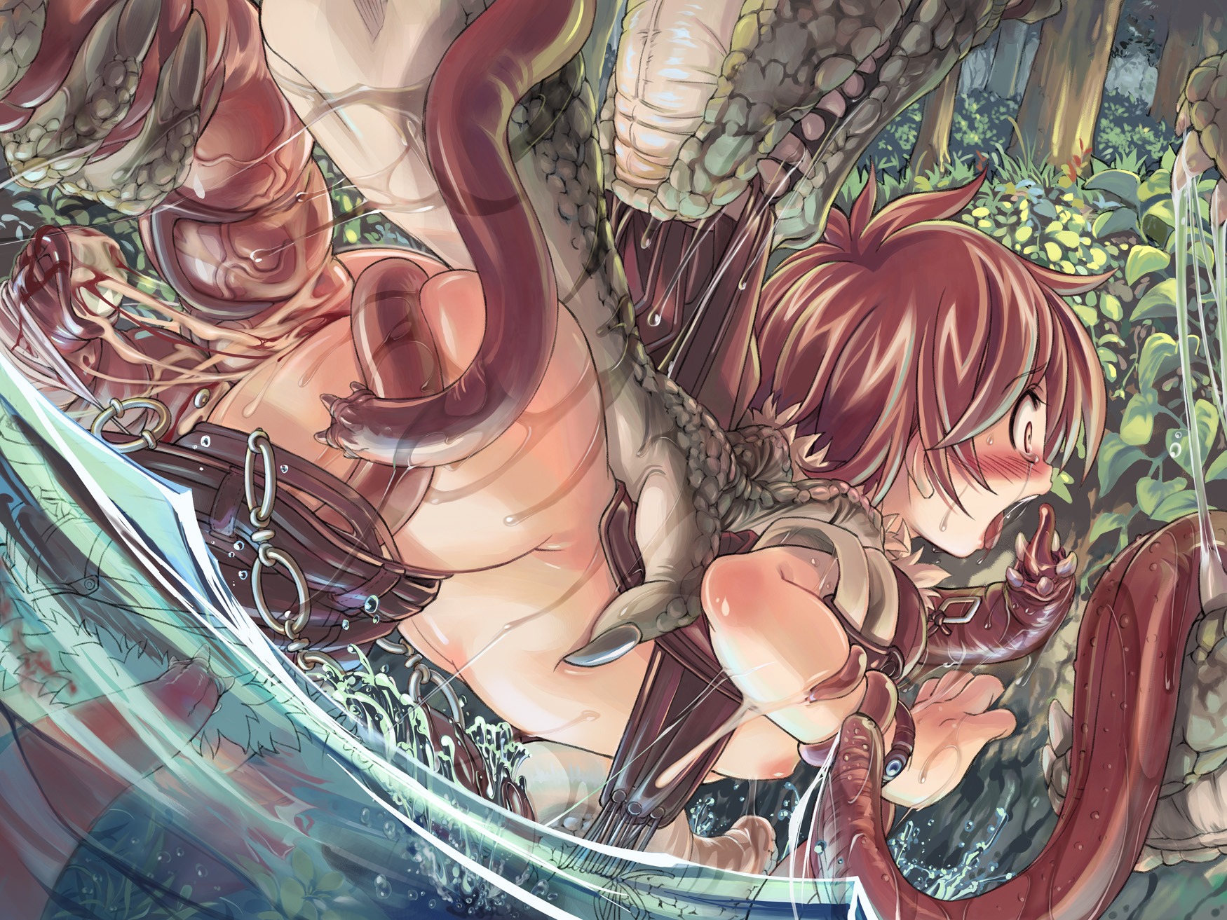 3monsters blood blush breasts brown_hair clothing cry cum dracophilia dragon female highres human lizard lizardman monster nipples open_mouth partially_submerged penetration pussy ragnarok_online rape restrained rogue rogue_(ragnarok_online) rule34 scream screaming sex size_difference small_breasts tears tentacle tentacle_rape vaginal_penetration virgin virginal_blood water xration