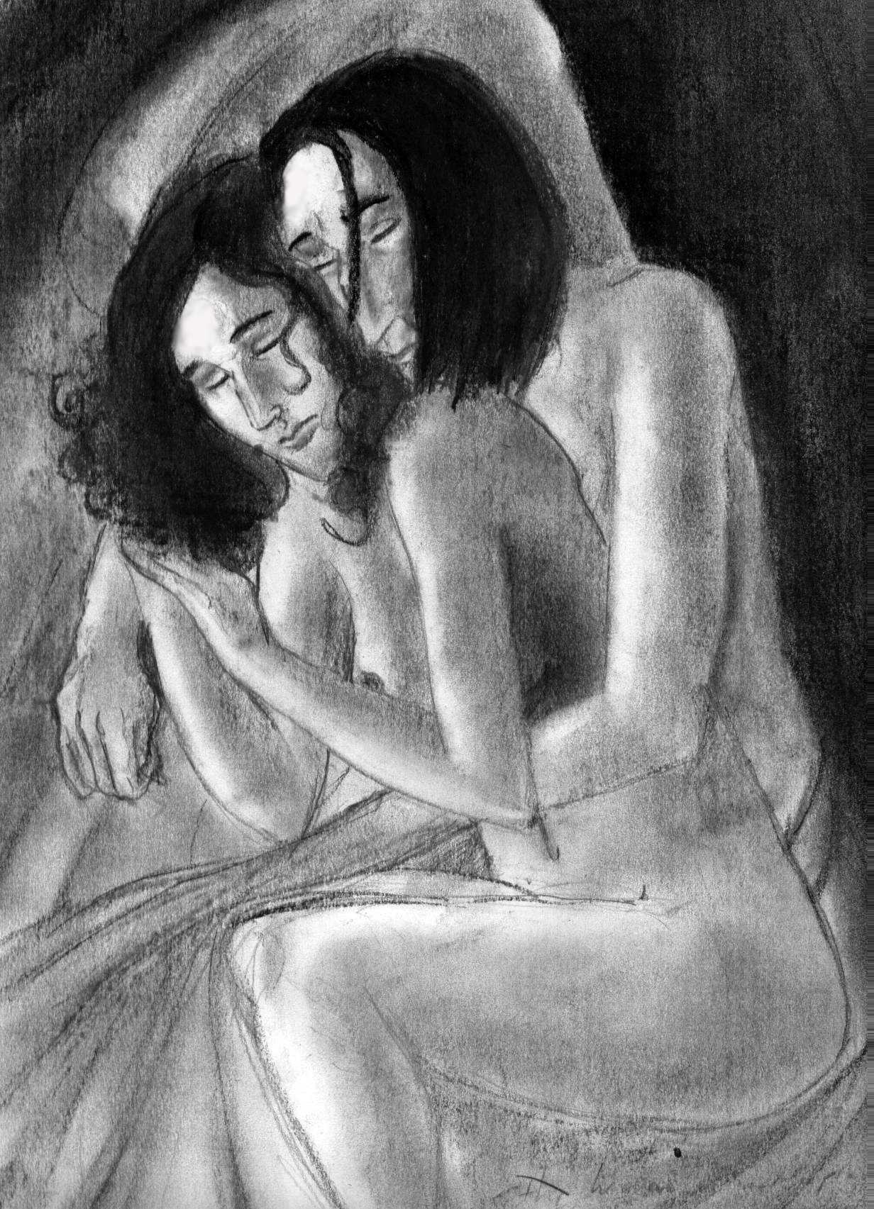 1girls 2d bed female gryffindor harry_potter hermione_granger hogwarts_professor hugging monochrome nipples rule34 severus_snape sketch sleeping slytherin straight tagme witch_(harry_potter)