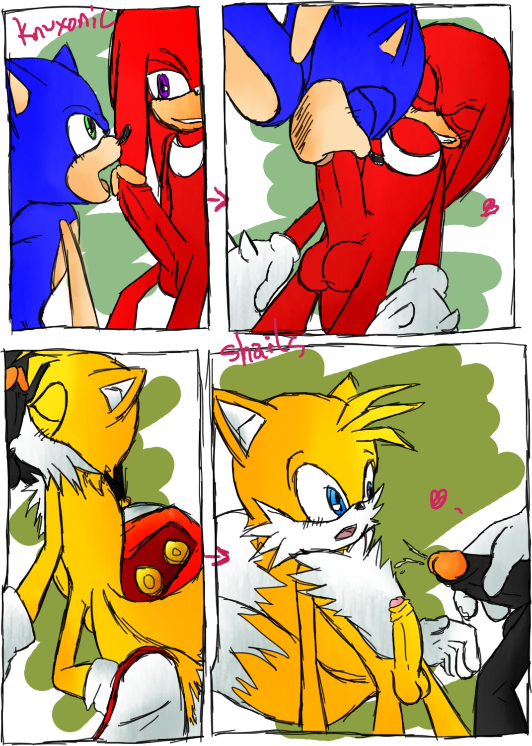 anthro blue_fur canine echidna fox fur furry furry_tail hedgehog knuckles_the_echidna male male_only mammal multi_tail red_fur rule34 sega shadow_the_hedgehog sonic_(series) sonic_the_hedgehog sonic_the_hedgehog_(series) tail tails tails_the_fox yaoi yellow_fur