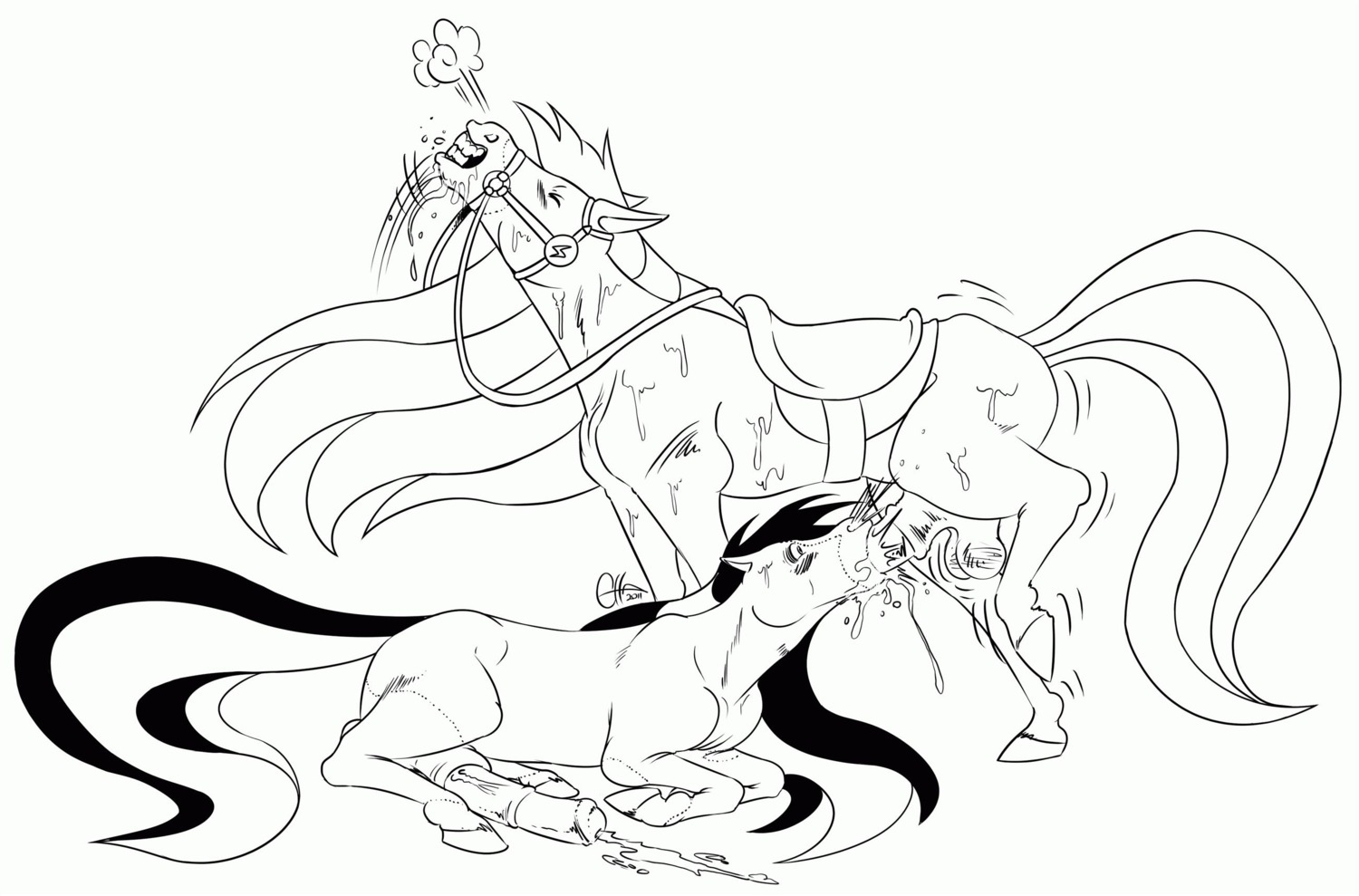 animal_genitalia animal_penis artist_request aztek balls ballsack cum cum_drip cum_dripping cum_in_mouth cum_on_ground cumshot erect_penis erection fellatio fellatio_from_feral feral feral_on_feral feral_penetrated feral_penetrating feral_penetrating_feral horse horse_penis horsecock horseland line_art long_hair male male/male male_only male_penetrating_male mane penis puma rule34 saddle saliva sweat sweatdrop sweating sweaty sweaty_body tagme