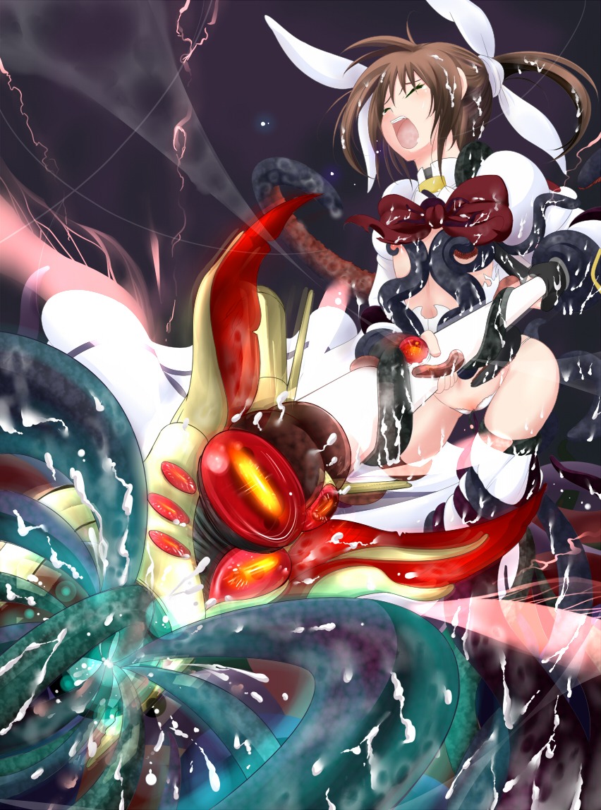 breasts female lyrical_nanoha mahou_shoujo_lyrical_nanoha mahou_shoujo_lyrical_nanoha_a's nipples rule34 small_breasts takamachi_nanoha tentacle torn_clothes