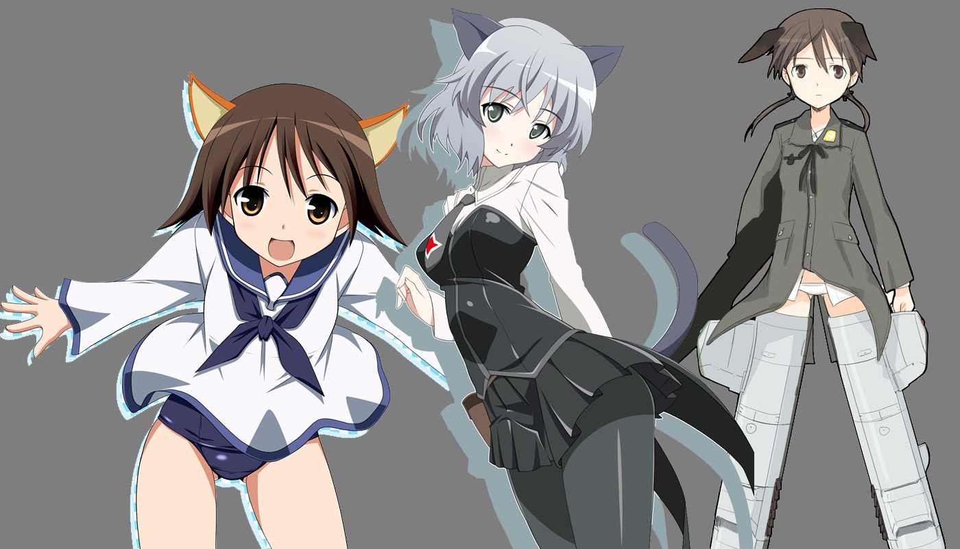 blush breasts cat_ears clothing female flat_chest gertrud_barkhorn looking_at_viewer miyafuji_yoshika one-piece_swimsuit panties rule34 sanya_v._litvyak small_breasts strike_witches swimsuit tagme_(artist) world_witches_series