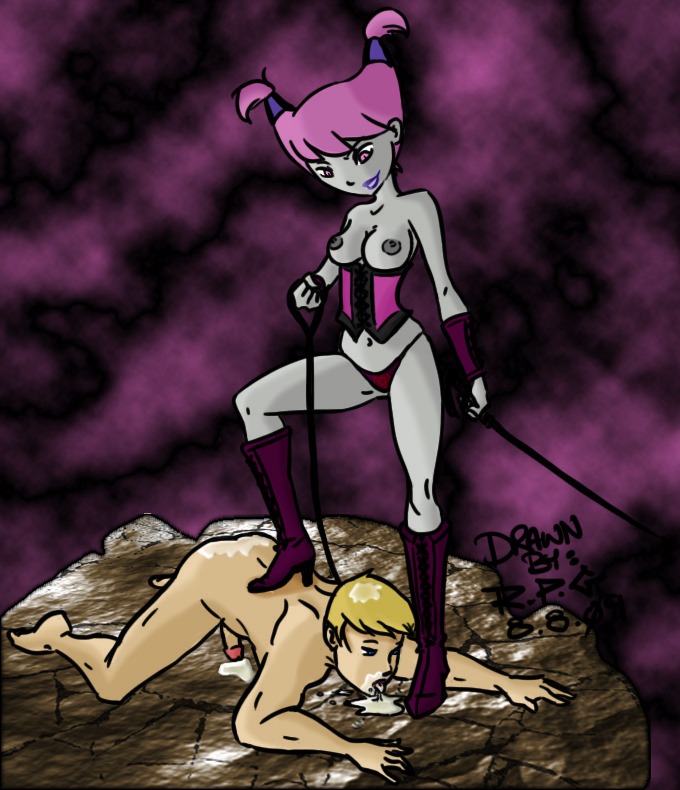 1boy 1girls dc dc_comics female femdom jinx_(dc) male malesub penis r.p.g rule34 straight_hair teen_titans
