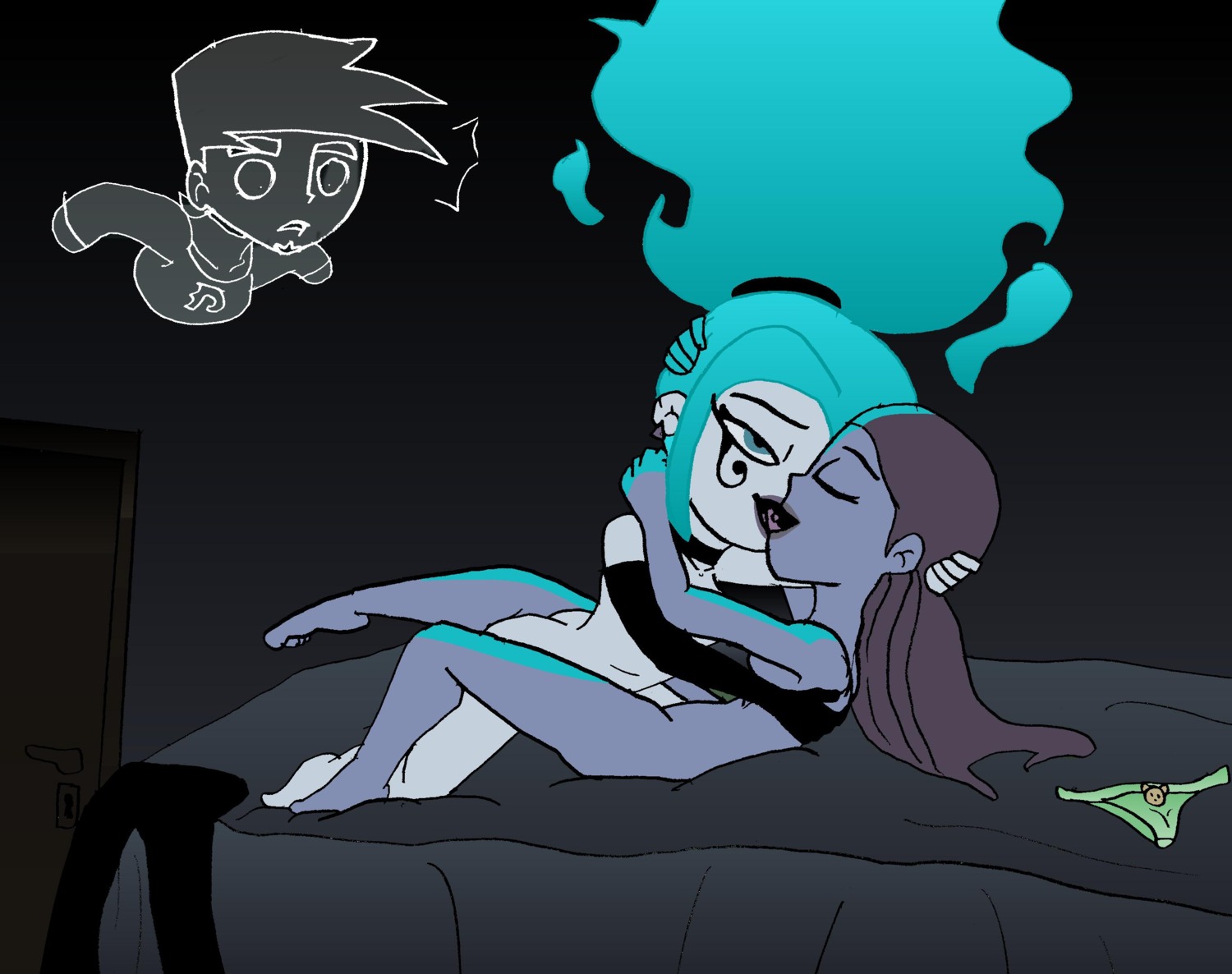 danny_phantom ember_mclain female human jazz_fenton male multiple_females rule34 straight_hair toongrowner yuri