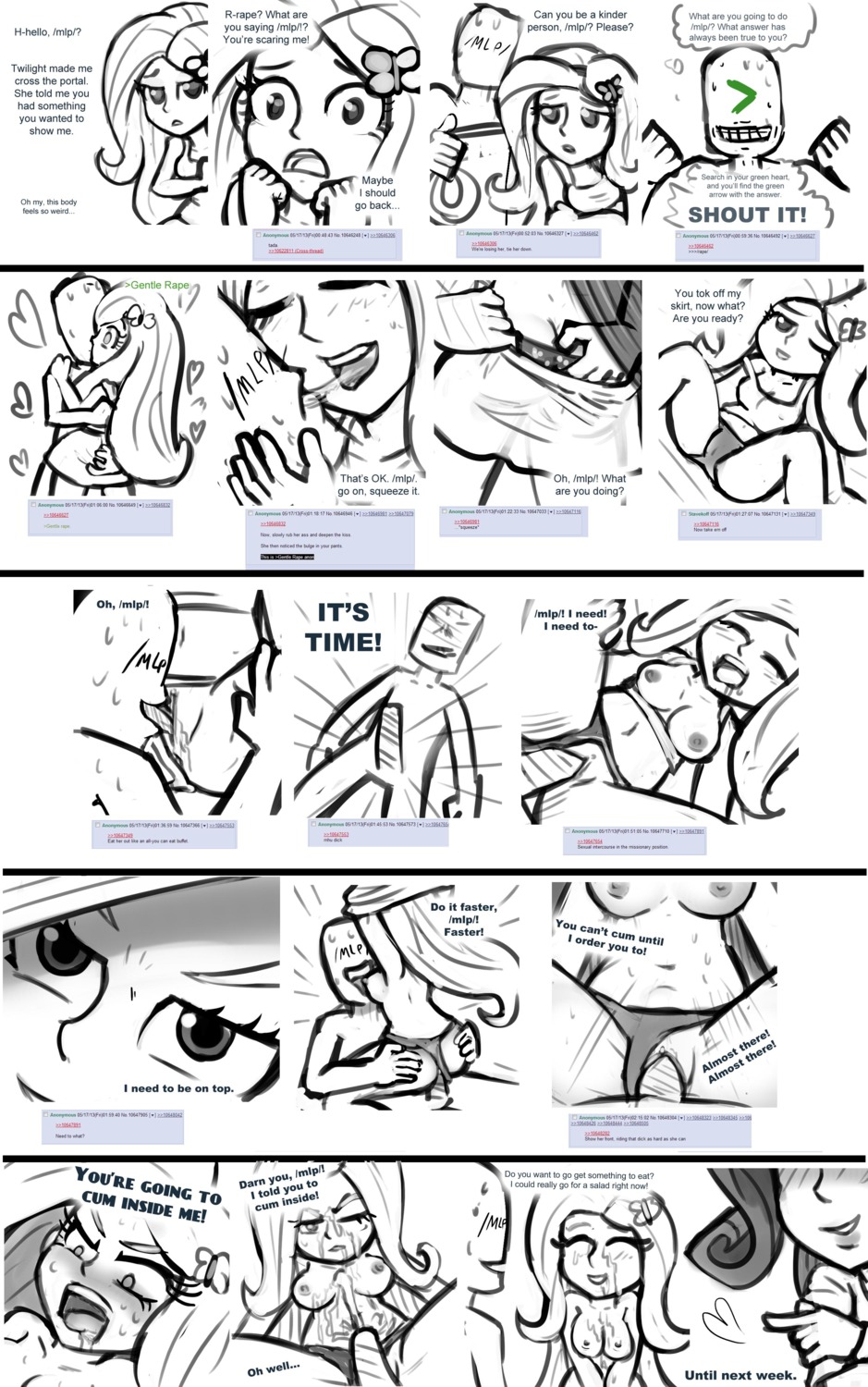 4chan absurd_res alternate_species black_and_white blush bodily_fluids breasts comic cowgirl_position cum cum_on_breasts cum_on_face cumshot cunnilingus dialogue drooling duo e621 ejaculation english_text erection female female_on_top female_penetrated fluttershy_(mlp) friendship_is_magic from_front_position genital_fluids genitals greeting grope hasbro heart_symbol hi_res human humanized kissing lying male male/female male_on_bottom male_penetrating male_penetrating_female mammal monochrome my_little_pony nipples not_furry on_back on_bottom on_top oral orgasm penetration penis rarity_(mlp) saliva sex straddling sweat text unknown_artist vaginal vaginal_penetration vulva