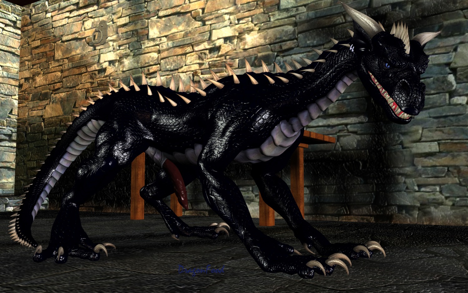 1boy 3d black dragon dragonfood feral hi_res male male_only nude penis rule34 scalie solo
