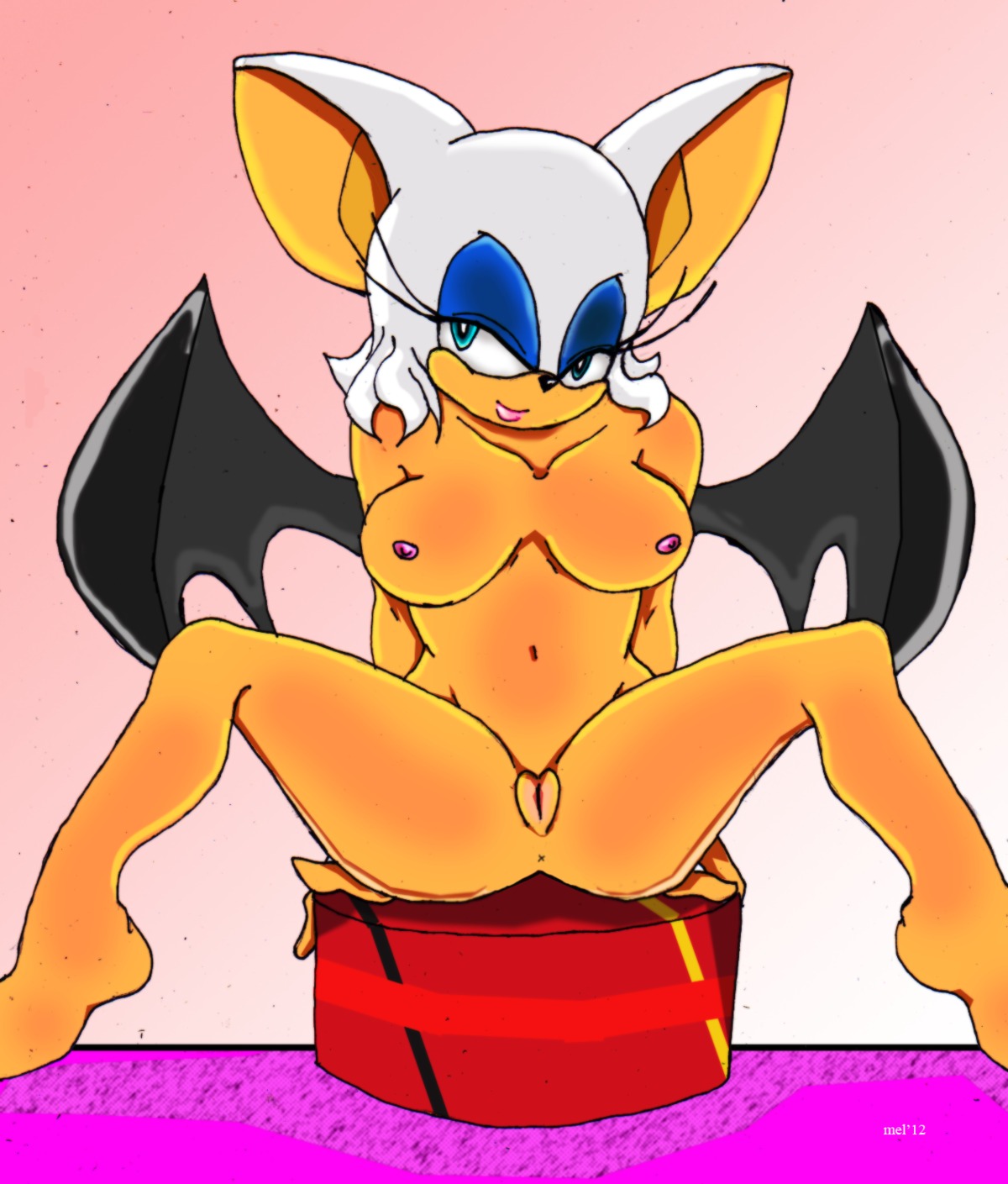 anthro bat breasts color female female_only front_view fur furry nipples nude pussy rouge_the_bat rule34 sega sitting solo sonic_(series) sonic_the_hedgehog_(series) tagme vulva white_fur wings