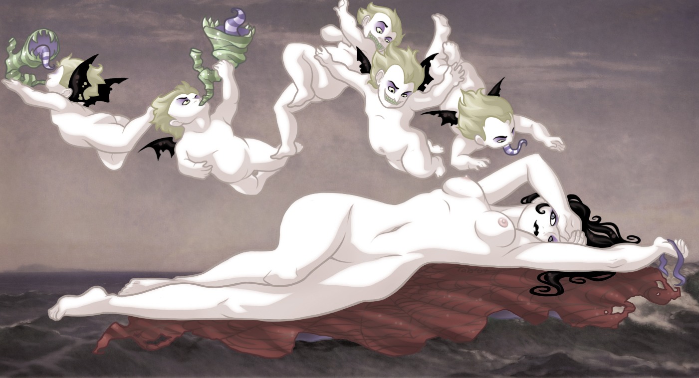 beetlejuice beetlejuice_(character) birth_of_venus female fine_art_parody lydia_deetz public_domain rule34 tab tagme tim_burton