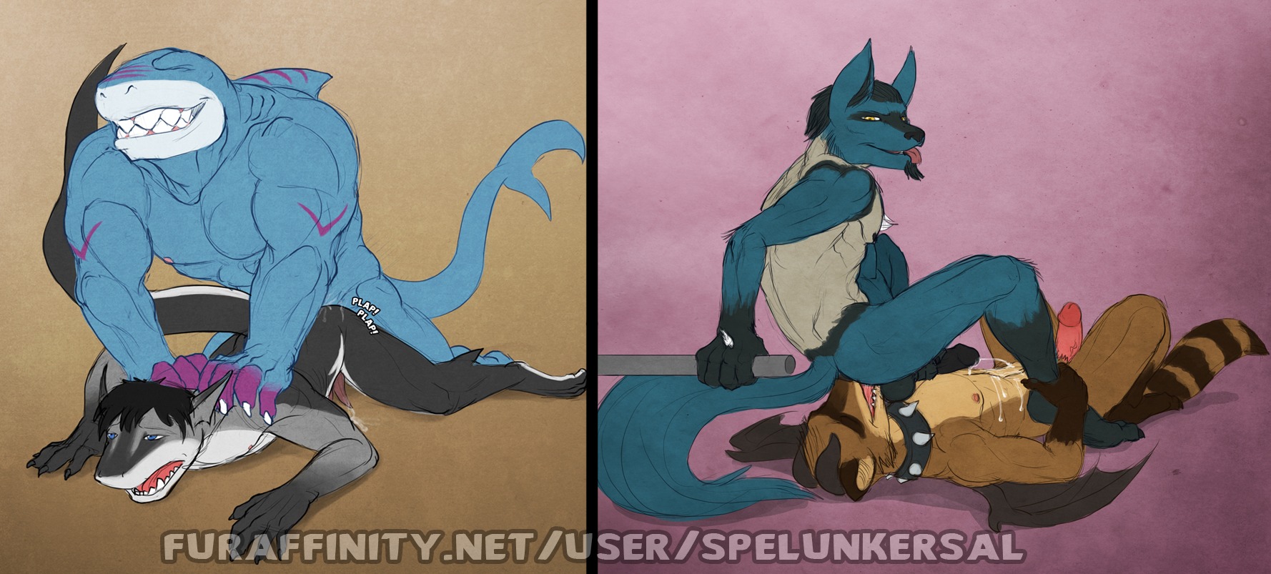 2_penises abs anal anal_penetration animal_genitalia animal_penis anthro aquatic ass_up balls biceps big_muscles black_hair blue_body blue_fur blue_skin bodily_fluids brown_body brown_fur canid canine clenched_teeth collar countershading cum cum_in_ass cum_inside darkmask demon dominant dominant_male duo e621 english_text erection eyes_closed facesitting fan_character fangs fin fish from_behind_position fur generation_4_pokemon genital_fluids genitals grey_body grey_skin hair hemipenes hi_res humanoid_genitalia humanoid_penis hybrid interspecies larger_dom lucario male male/male male_penetrated male_penetrating male_penetrating_male mammal markings multi_genitalia multi_penis multiple_images multiple_scenes muscular muscular_male nintendo nipples nude olivier_oswald open_mouth oral orgasm pecs penetration penis pinned pokemon pokemon_(species) procyonid purple_body purple_skin raccoon rimming riptide_(riptideshark) roommates_(comic) rough_sex scales sex shark sitting sitting_on_another size_difference spelunker_sal street_sharks streex tail tan_body tan_fur teeth text tongue