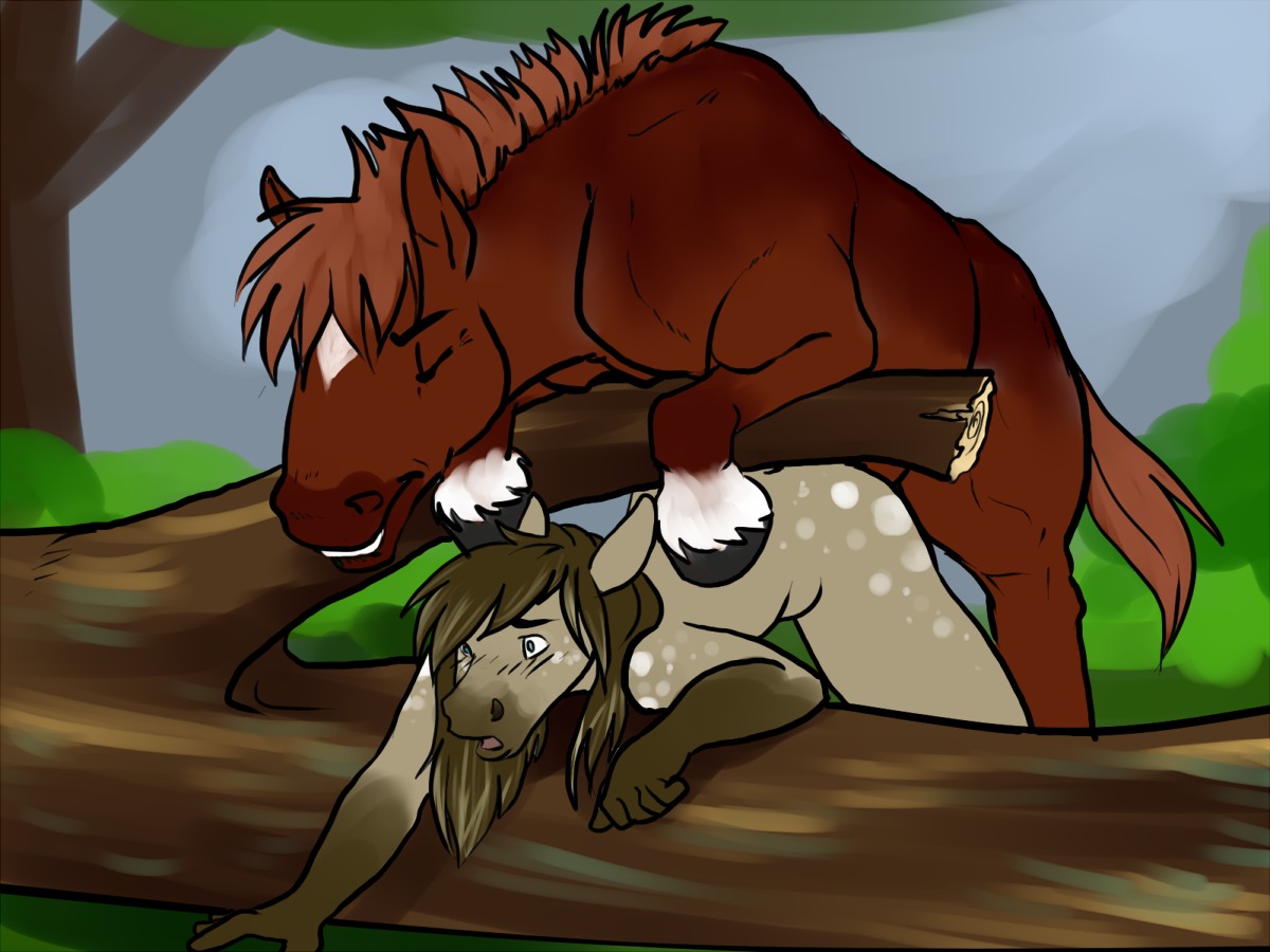 4:3 anthro anthro_on_feral anthro_penetrated bent_over bestiality blue_eyes brown_body brown_fur brown_hair diamonds_(suit) dominant duo e621 equid equine eris_(marefurryfan) eyes_closed facial_markings female female_on_feral female_penetrated feral feral_penetrating feral_penetrating_anthro forehead_markings from_behind_position fur hair head_markings hooves horse interspecies intraspecies intraspecies_bestiality larger_dom larger_feral larger_male log male male/female male_on_anthro male_penetrating male_penetrating_female mammal markings nude penetration rainstorm_(marefurryfan) sarcy sex size_difference smaller_anthro smaller_female smaller_penetrated suit_symbol surprised white_markings wood