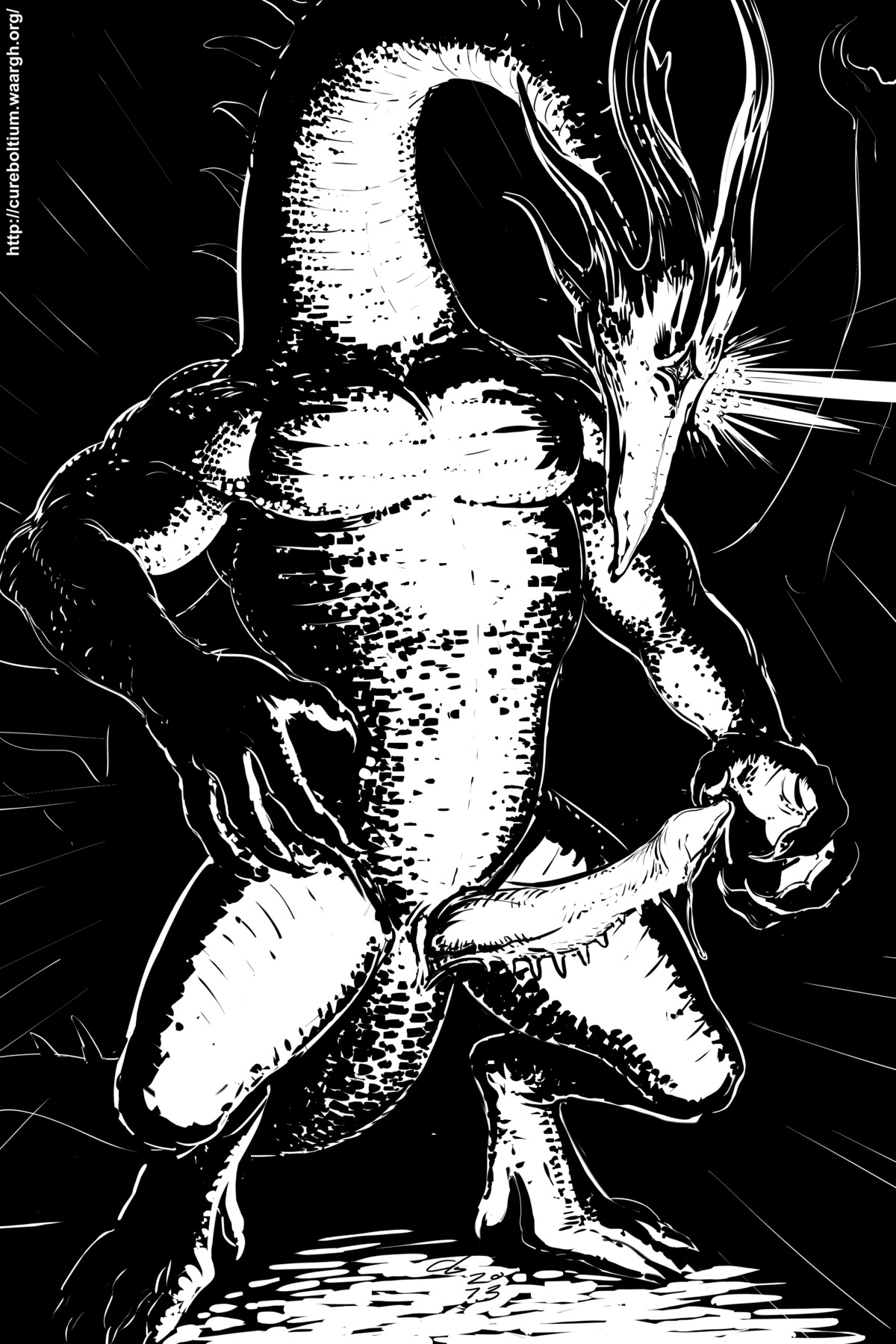 2013 2:3 absurd_res biceps black_and_white black_dragon_kalameet bodily_fluids claws cureboltium dark_souls digital_media_(artwork) digitigrade dragon e621 erection feral fromsoftware genital_fluids genitals hi_res horn male monochrome muscular muscular_feral muscular_male mythological_creature mythological_scalie mythology pecs penis precum scalie solo standing tail