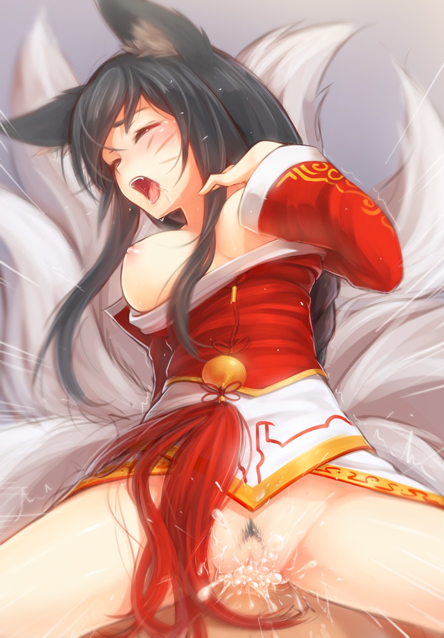 2014 ahri_(lol) animal_humanoid bell black_hair blush bodily_fluids breasts canid canid_humanoid canine canine_humanoid censor_removal_edit cum cum_in_vagina cum_inside duo e621 eyes_closed fangs female fox fox_humanoid fox_tail genital_fluids genitals hair hi_res human humanoid league_of_legends long_hair mammal mammal_humanoid medium_breasts multi_tail nipples open_mouth orgasm orgasm_face penetration pubes ricegnat riot_games sex spread_legs spreading sweat tail teeth tencent third-party_edit tongue tongue_out vaginal vaginal_penetration vulva white_body white_skin