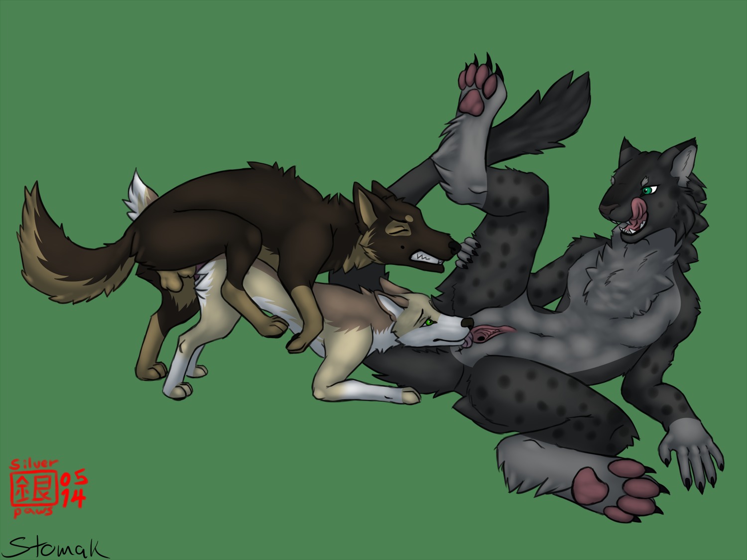 4:3 all_fours ambiguous_gender animal_genitalia anthro anthro_on_feral anus backsack balls bestiality bisexual breasts canid canine canis chest_tuft claws cunnilingus doggystyle domestic_dog e621 felid female female/female female_penetrated feral feral_on_feral feral_penetrated feral_penetrating feral_penetrating_feral from_behind_position genitals german_shepherd green_background group group_sex herding_dog interspecies knot knotting larger_anthro licking male male/female male_penetrating male_penetrating_female mammal mounting nude oral pastoral_dog pawpads paws penetration penis pink_pawpads presenting quadruped sex sheath simple_background size_difference smaller_feral spread_legs spreading stomak tetton threesome tongue tongue_out trio tuft vaginal vulva x_anus xoloitz