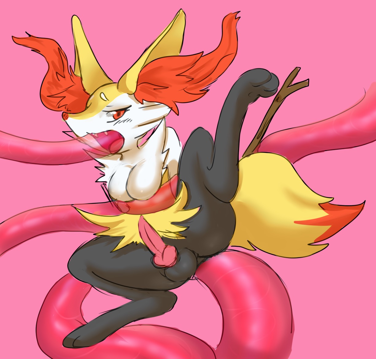 anal anal_penetration anthro balls braixen breasts canid canine coiling e621 erection generation_6_pokemon genitals gynomorph inner_ear_fluff intersex knot mammal nintendo oral oral_penetration penetration penis pokemon pokemon_(species) restrained sex simple_background sol-geist solo tentacle_in_mouth tentacle_penetration tentacle_sex tentacles tuft