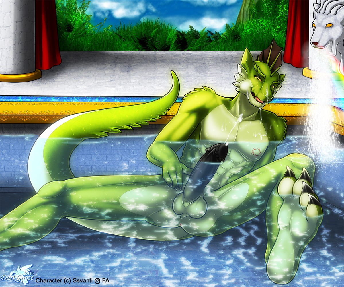 6:5 anthro balls bodily_fluids cum darkgoose e621 erection everquest genital_fluids genitals green_body green_scales iksar male muscular muscular_anthro muscular_male nude penis pose scales scalie solo ssvanti tail