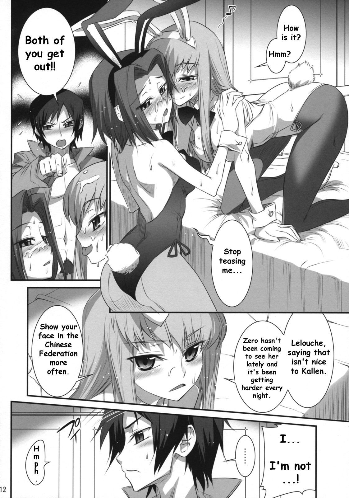 blush c.c. code_geass comic cum female kallen_stadtfeld koume_keito lelouch_lamperouge open_mouth rule34 speech_bubble tongue tongue_out