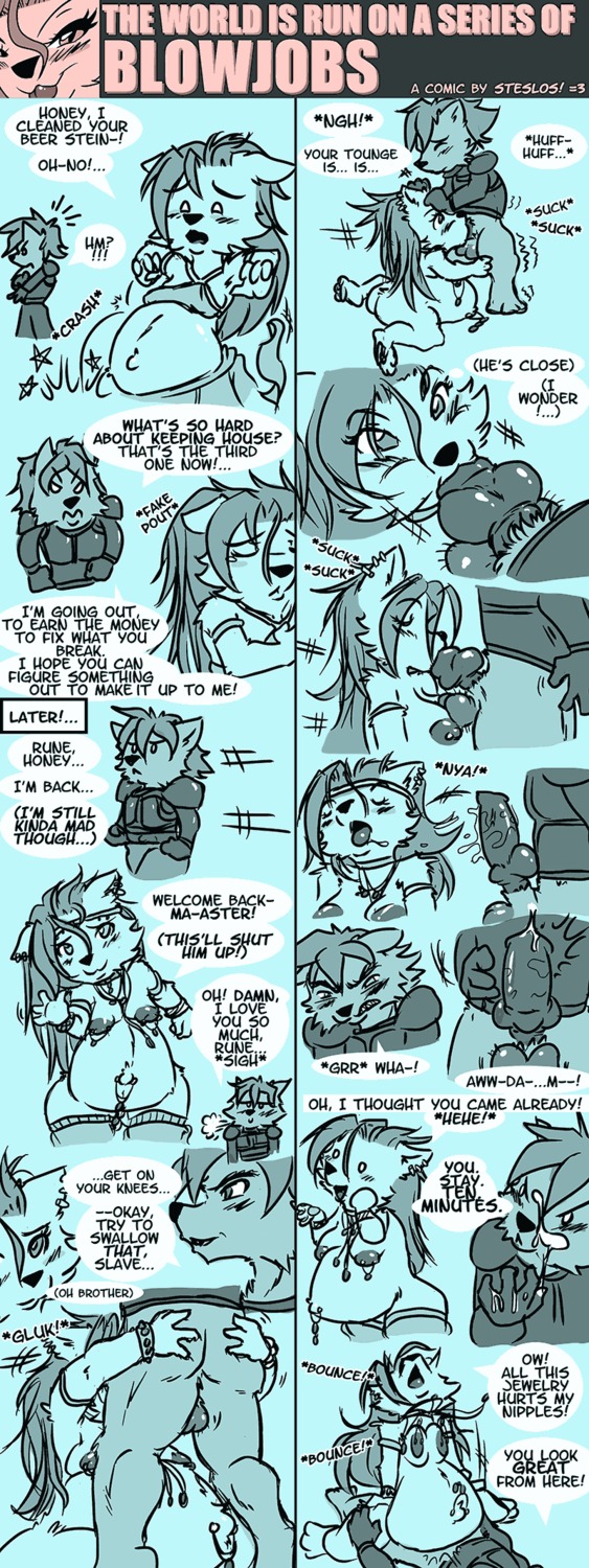 anthro areola argument armband breasts canid canine clothed clothing comic cowgirl_position deep_throat drama duo e621 english_text erection fellatio female female_on_top female_penetrated from_front_position genitals hair hi_res jewelry long_hair male male/female male_on_bottom male_penetrating male_penetrating_female mammal mean navel navel_piercing nipple_piercing nipples nude on_bottom on_top oral oral_penetration penetration penile penis piercing pregnant romantic romantic_couple sex sloss text topless
